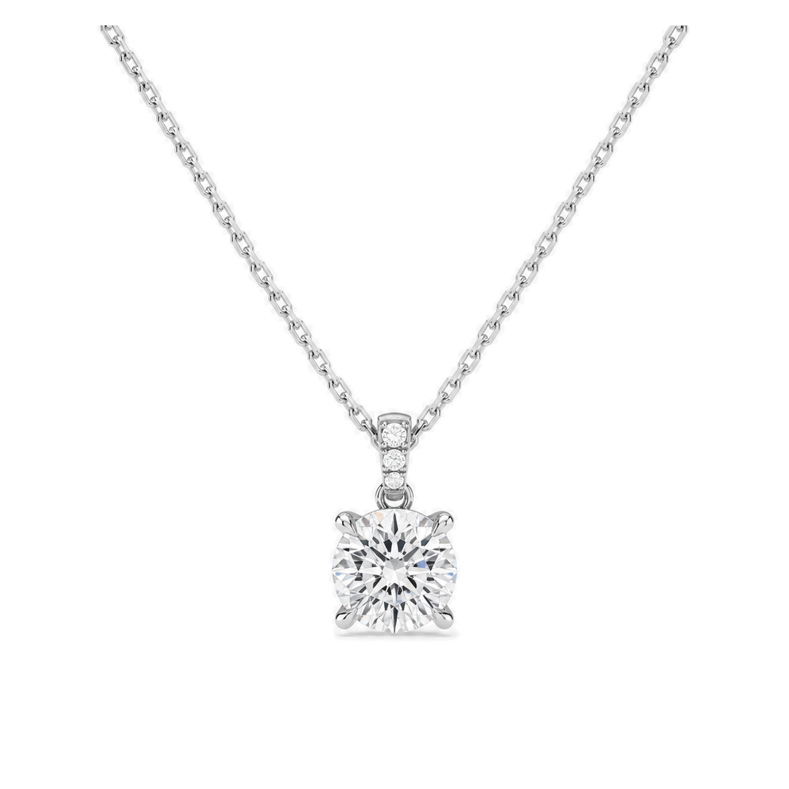 Maeva Accented Bail Lab Grown Diamond Pendant Necklace in 18K White Gold