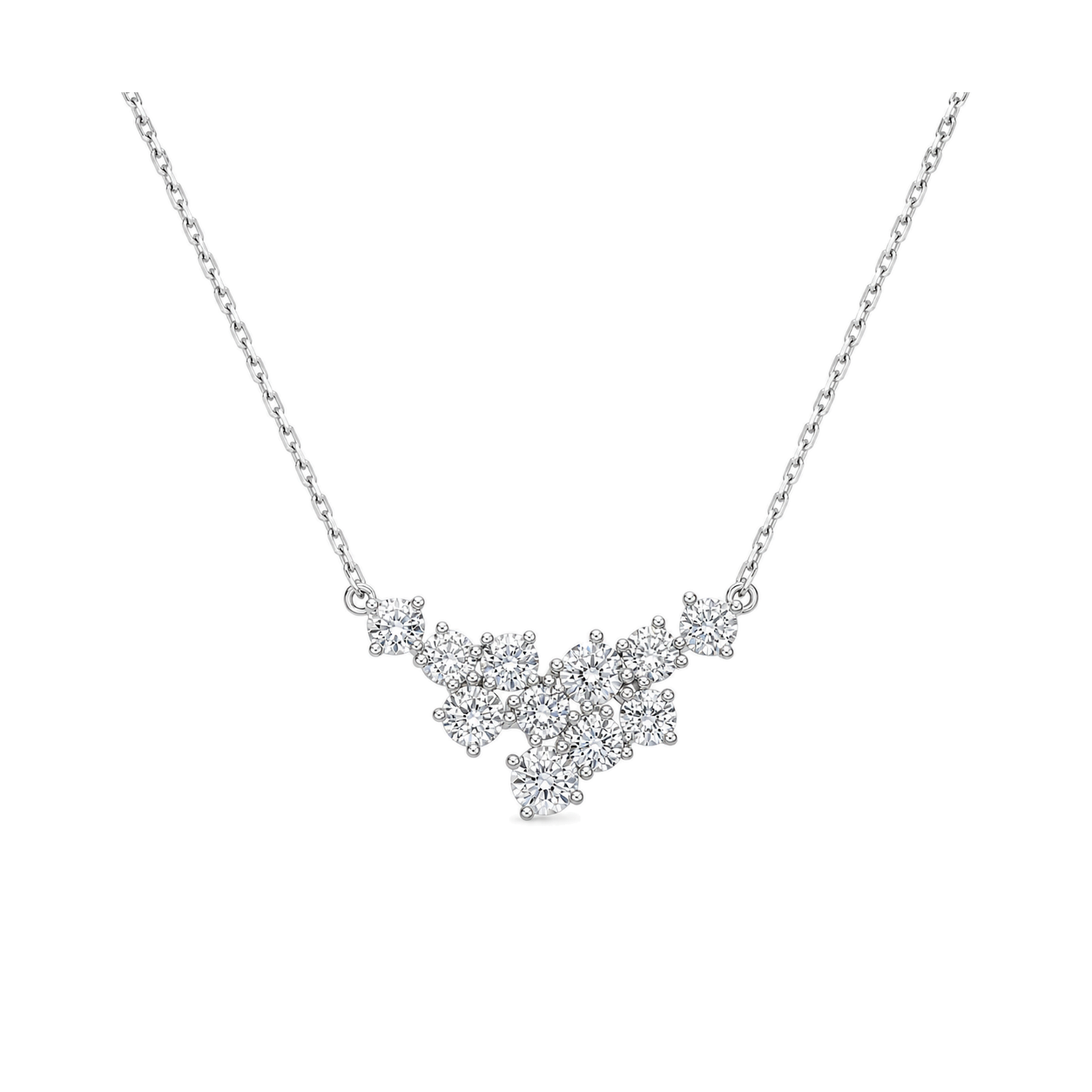 Estelle Sparkling Cluster Lab Grown Diamond Necklace in 14K White Gold