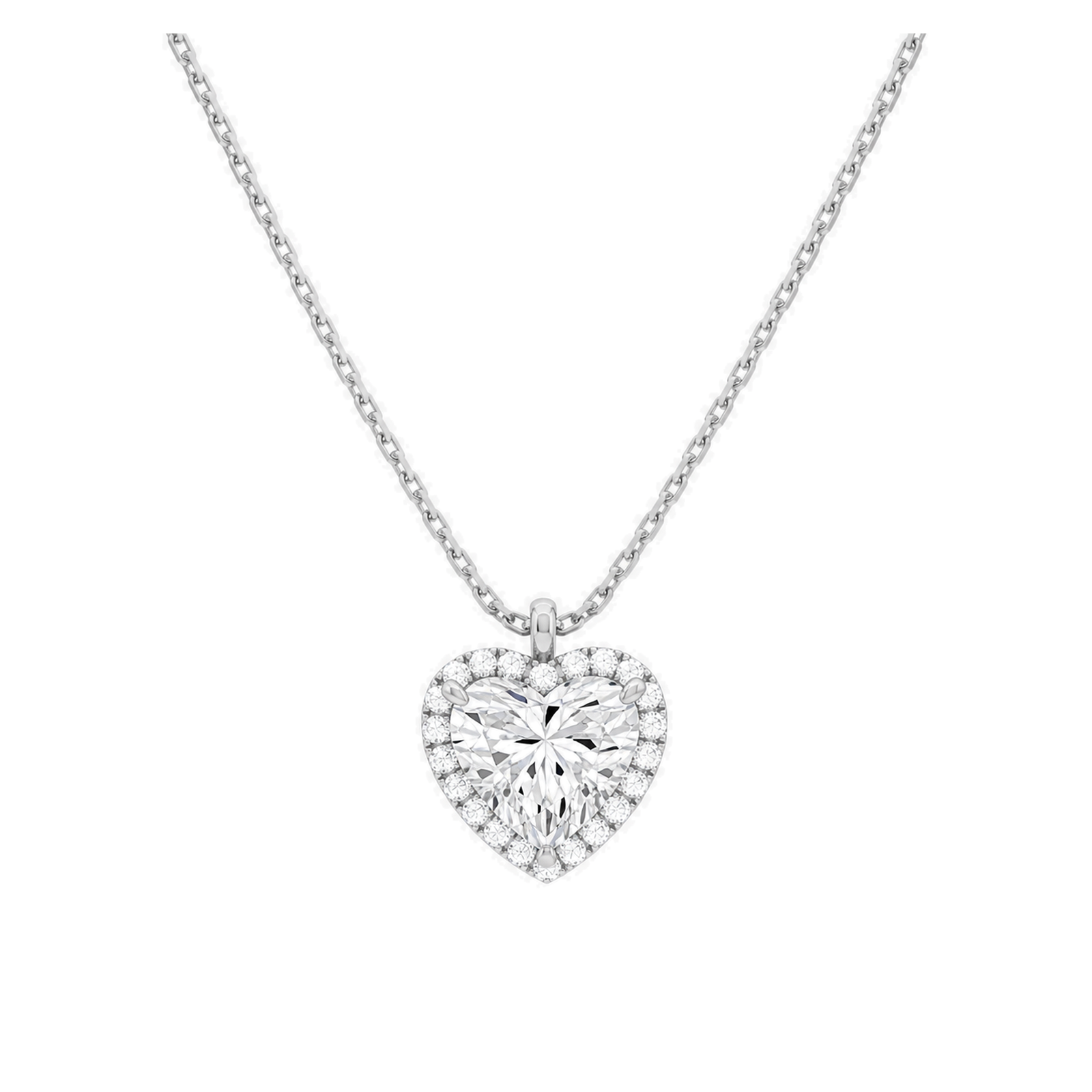 Malia Halo Lab Grown Diamond Pendant Necklace in 18K White Gold