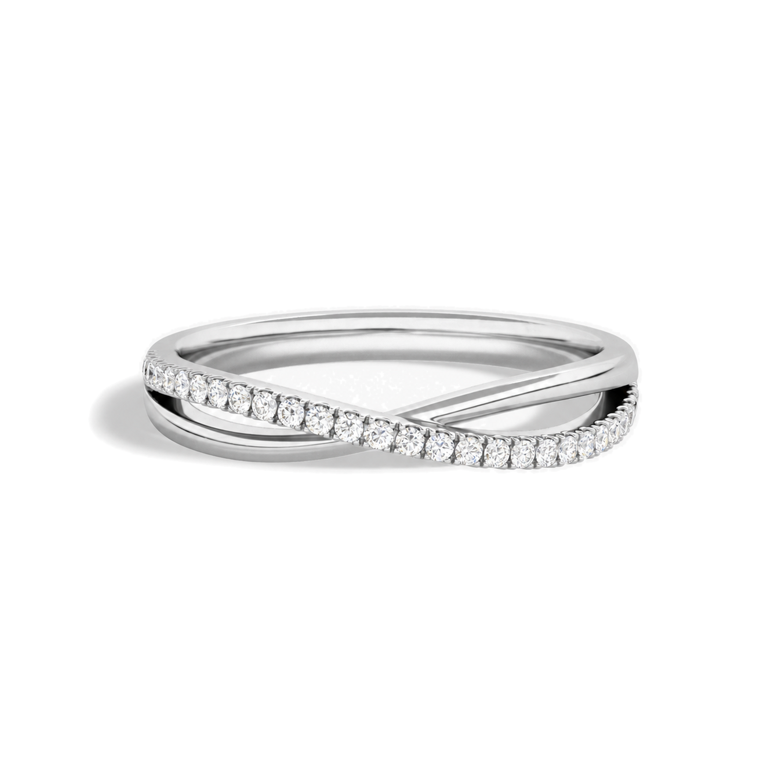 Aline Accented Cross Lab Grown Diamond Ring in Platinum