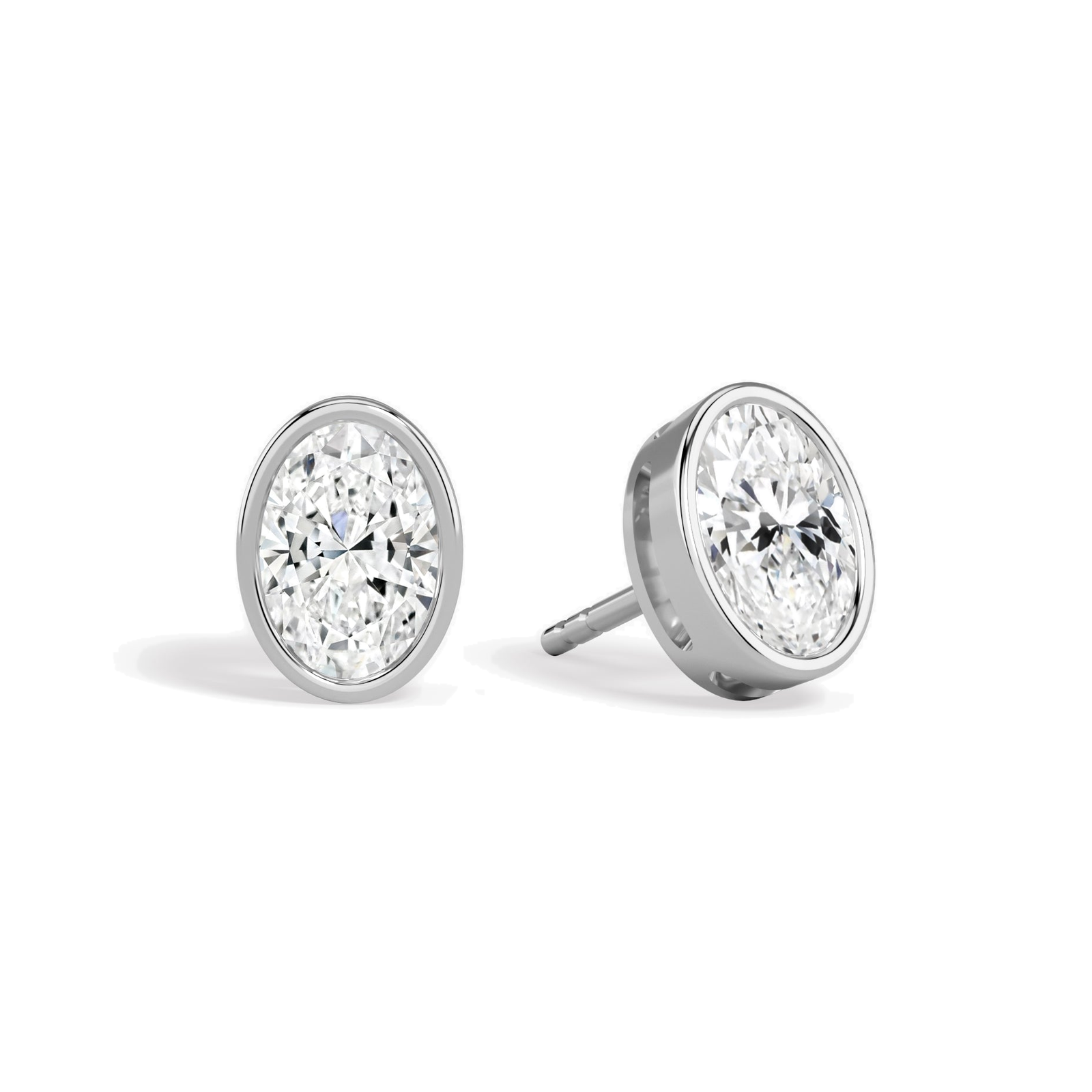 Jolie Bezel Solitaire Lab Grown Diamond Stud Earrings in 14K White Gold