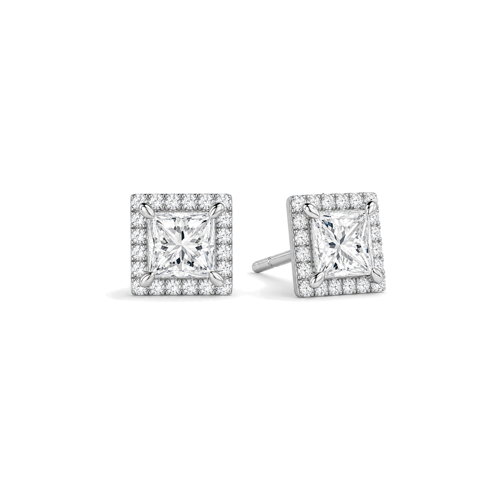 Seren Halo Lab Grown Diamond Stud Earrings in Platinum