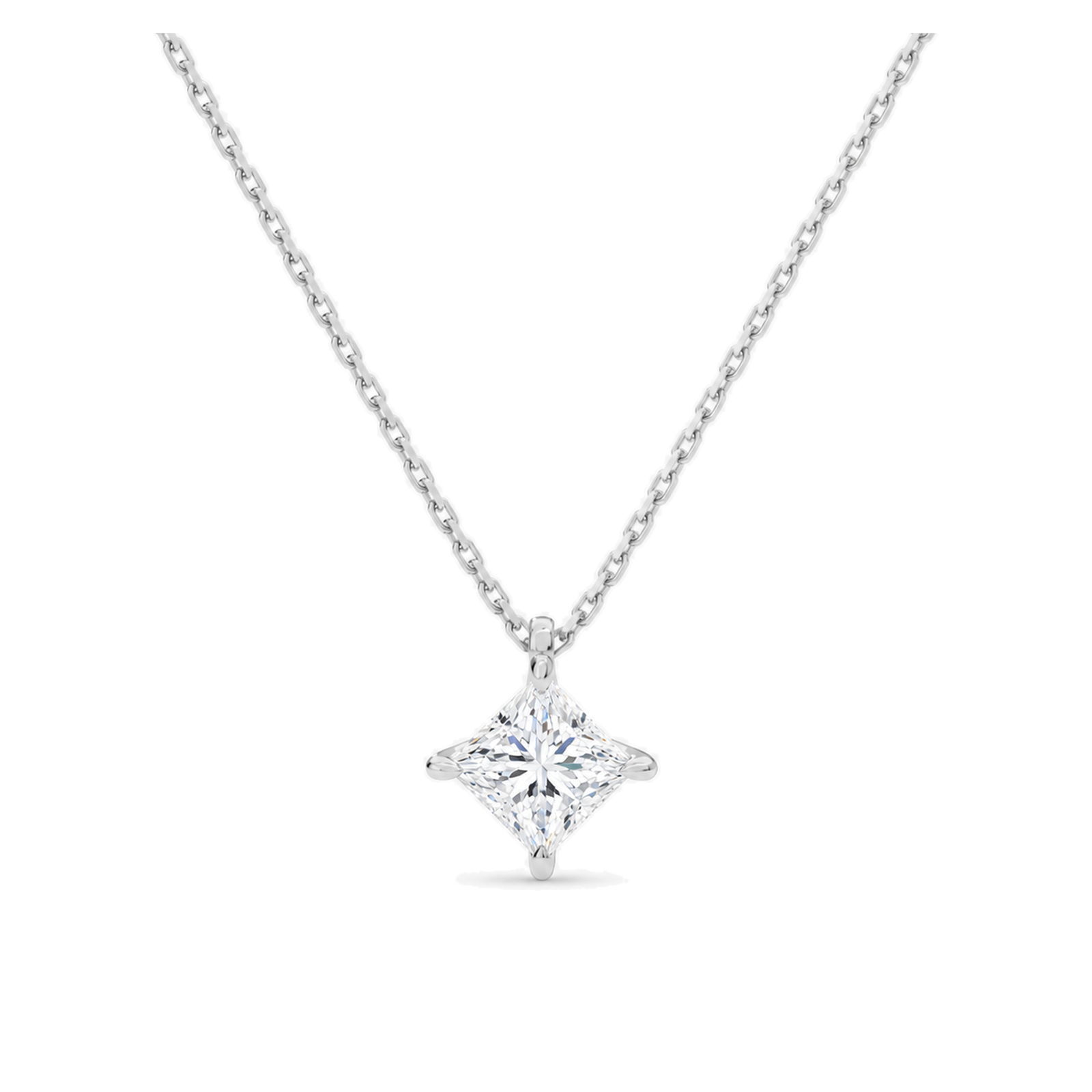 Elysia Solitaire Lab Grown Diamond Pendant Necklace in 18K White Gold