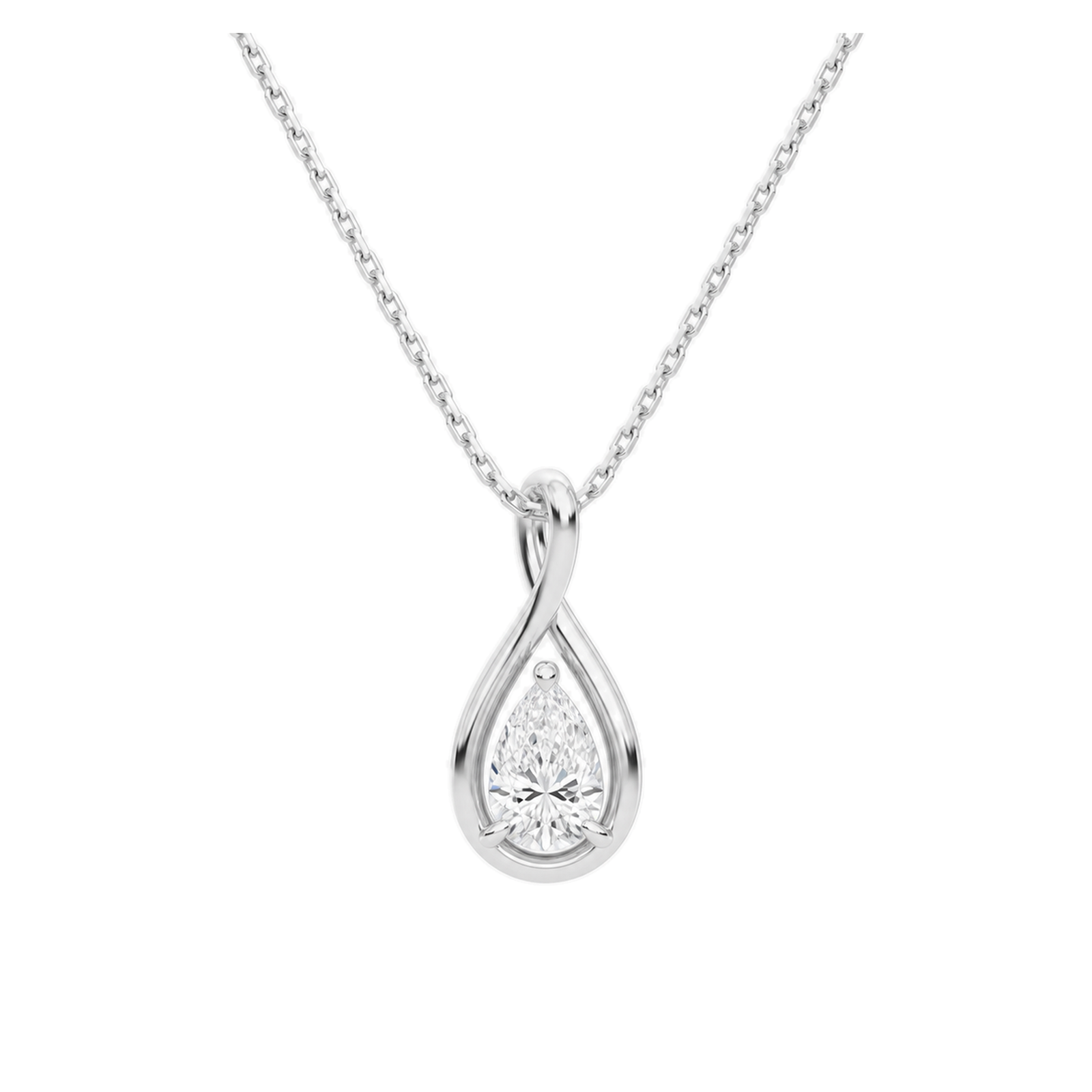 Auralie Solitaire Twist Lab Grown Diamond Pendant Necklace in 14K White Gold