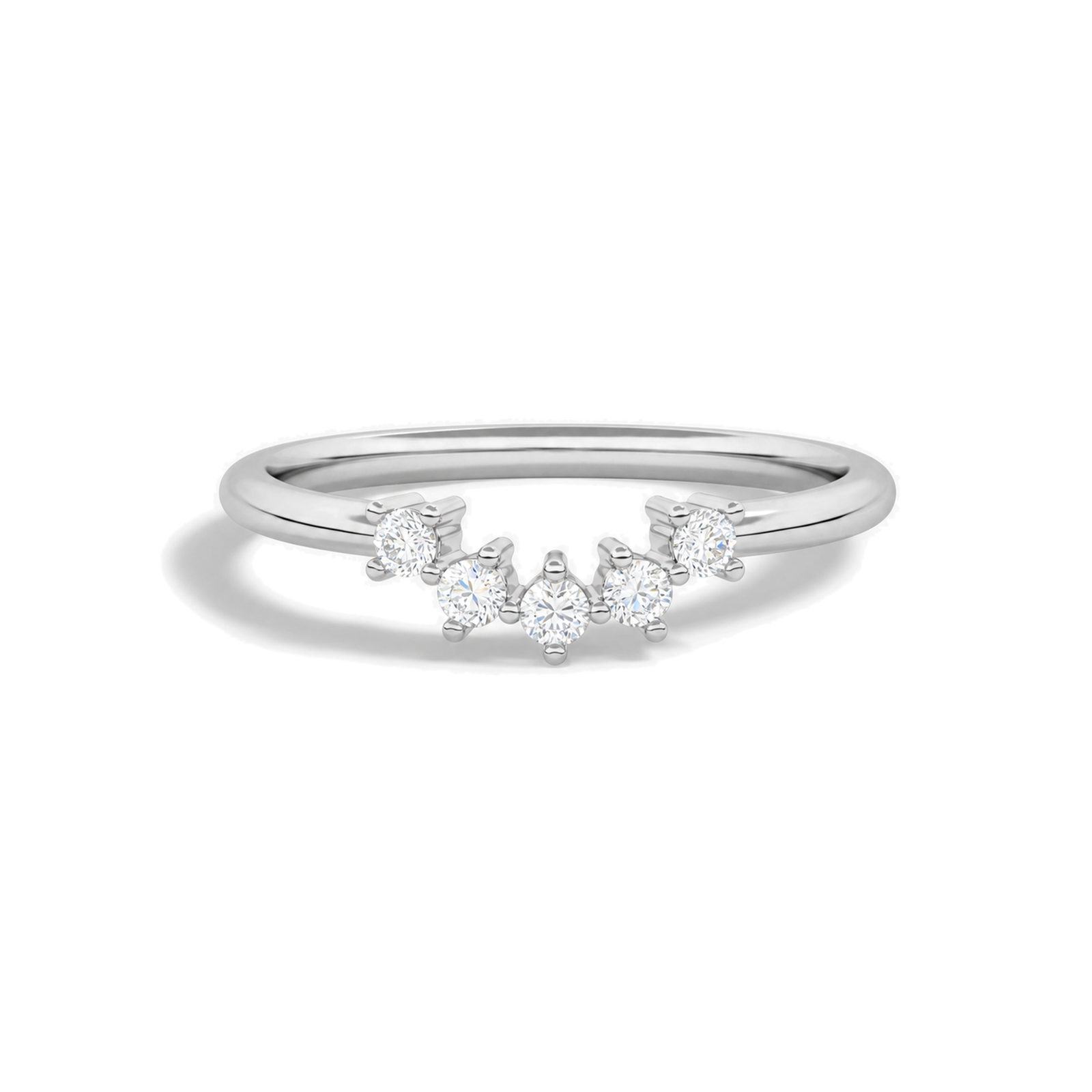 Maelle Curved Contoured 5 Stone Lab Grown Diamond Wedding Band in 18K White Gold
