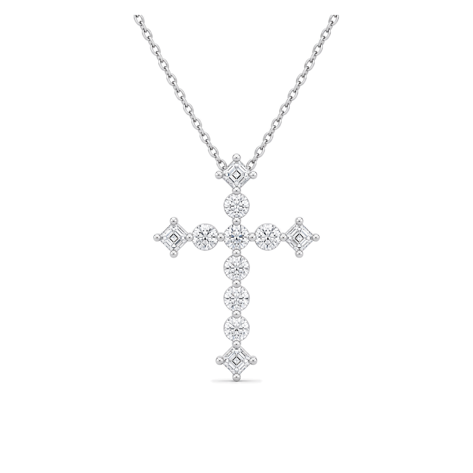 Thea Cross Lab Grown Diamond Pendant Necklace in 18K White Gold
