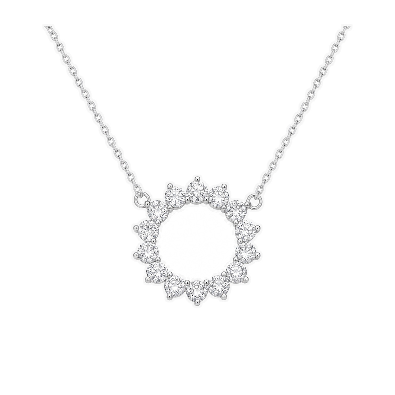 Celina Eclipse Open Circle Lab Grown Diamond Necklace in Platinum