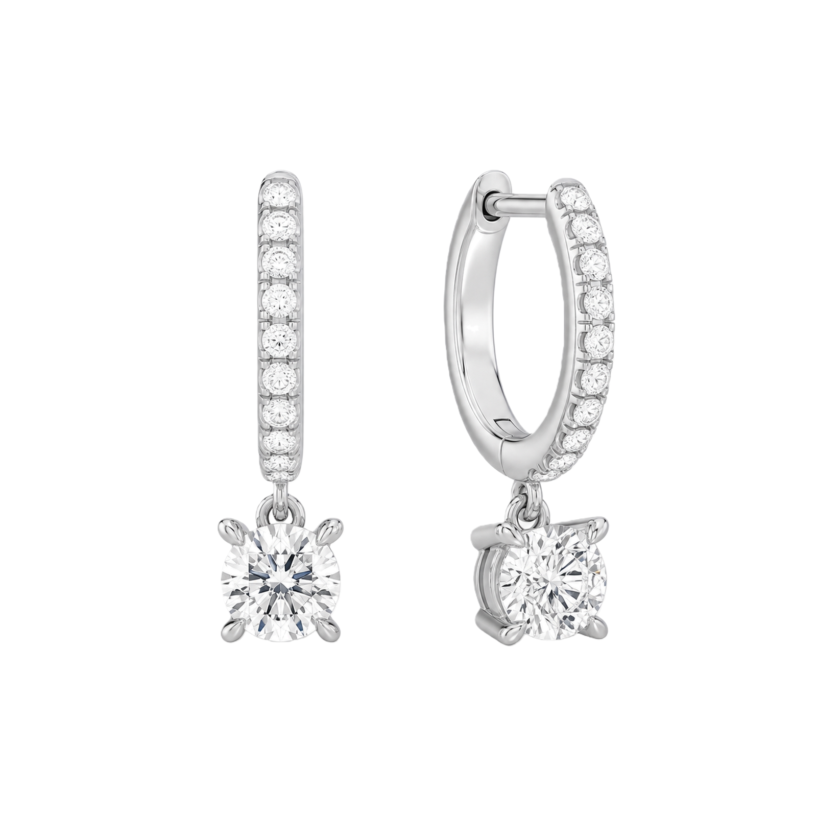 Fiorella Accented Drop Huggie Hoop Lab Grown Diamond Hoop Earrings in Platinum
