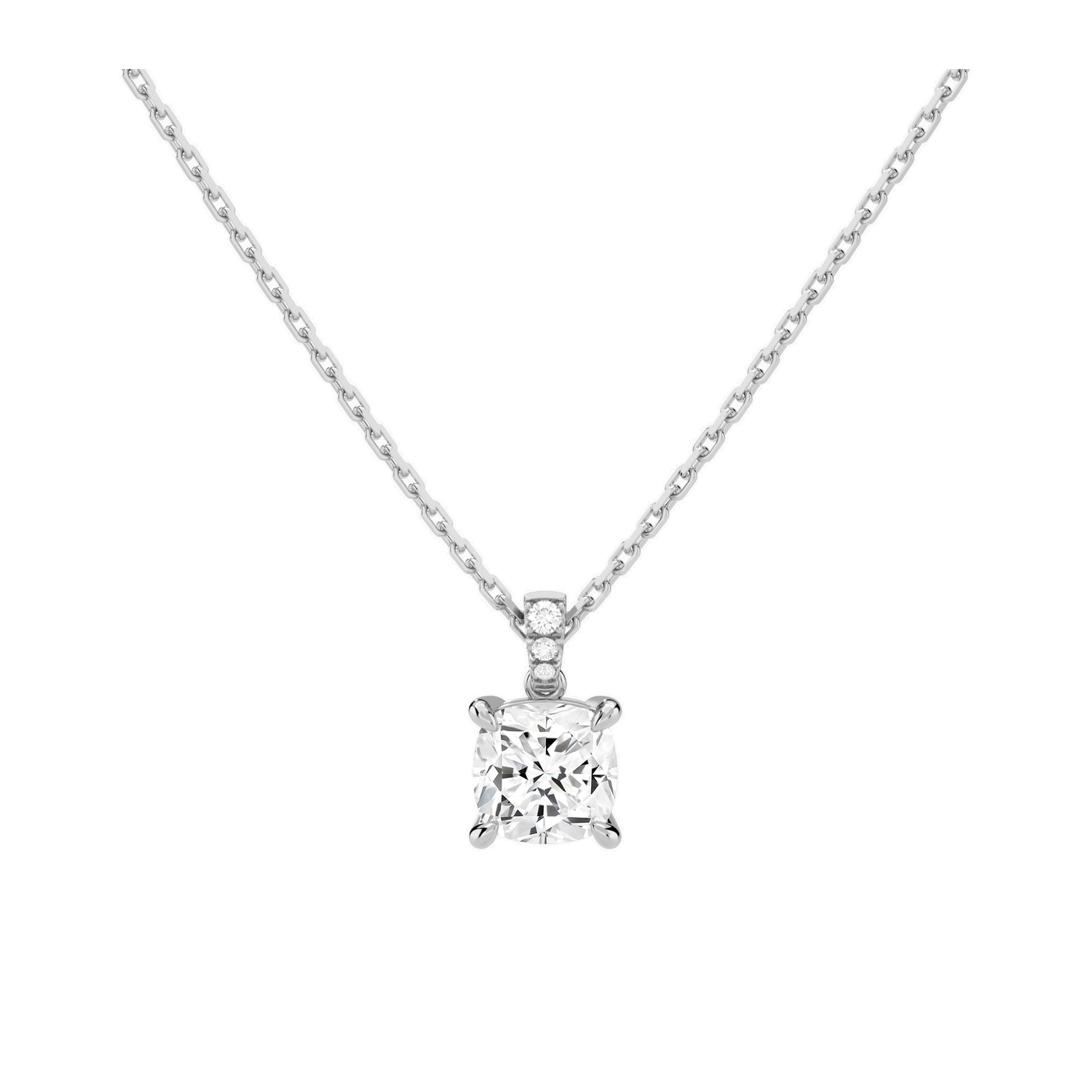 Maeva Accented Bail Lab Grown Diamond Pendant Necklace in 14K White Gold