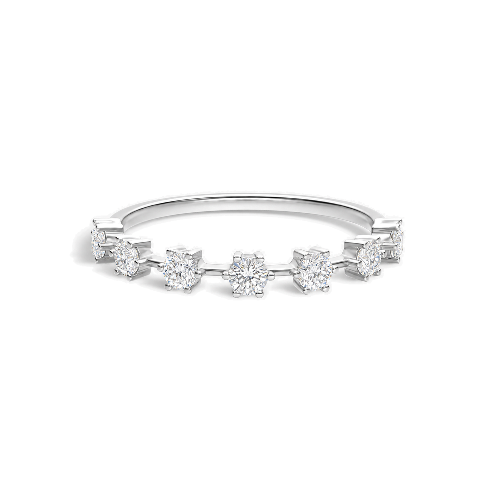 Pia Spaced Six Prong Half Eternity Lab Grown Diamond Band in 14K White Gold