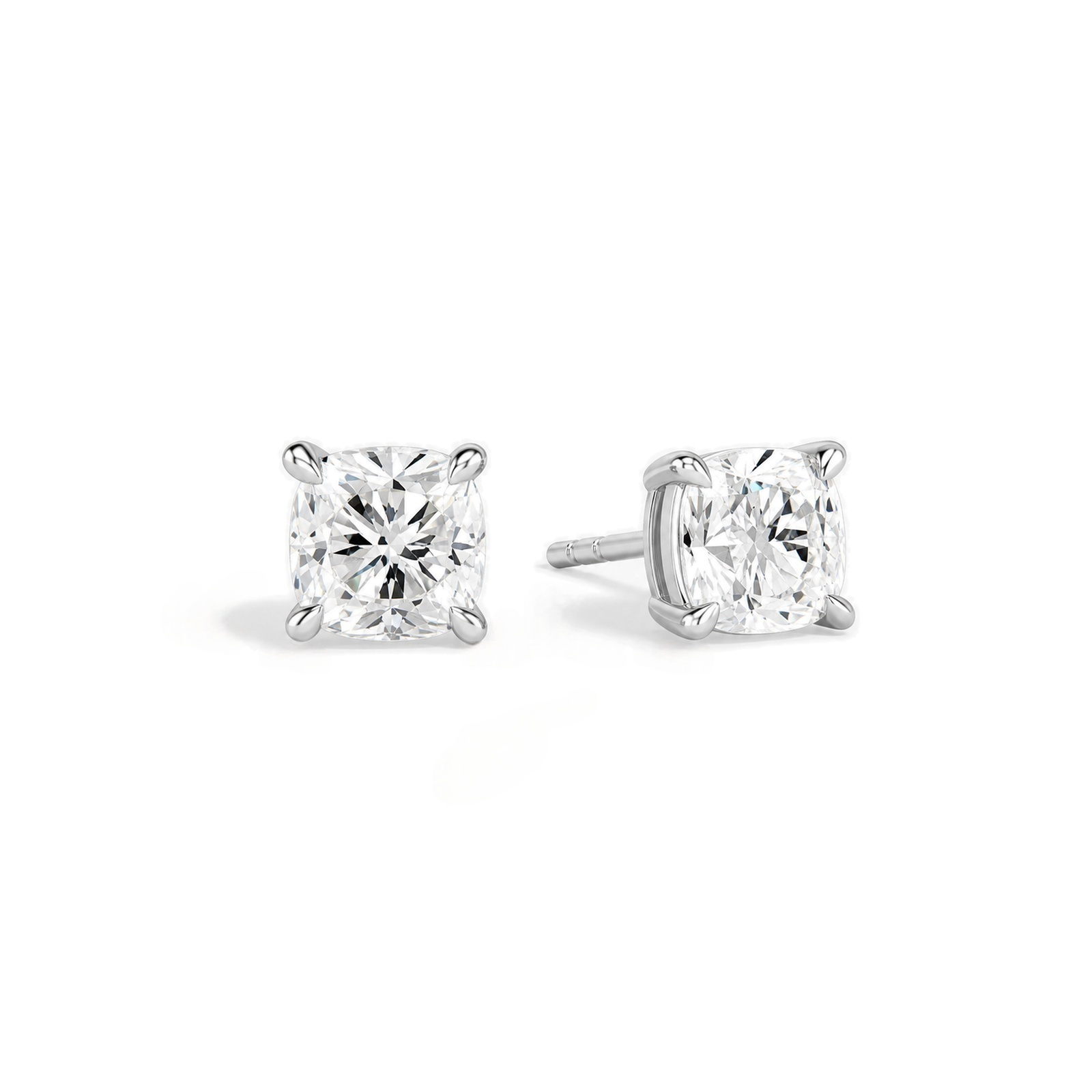 Eira Solitaire 4-Prong Lab Grown Diamond Stud Earrings in 18K White Gold