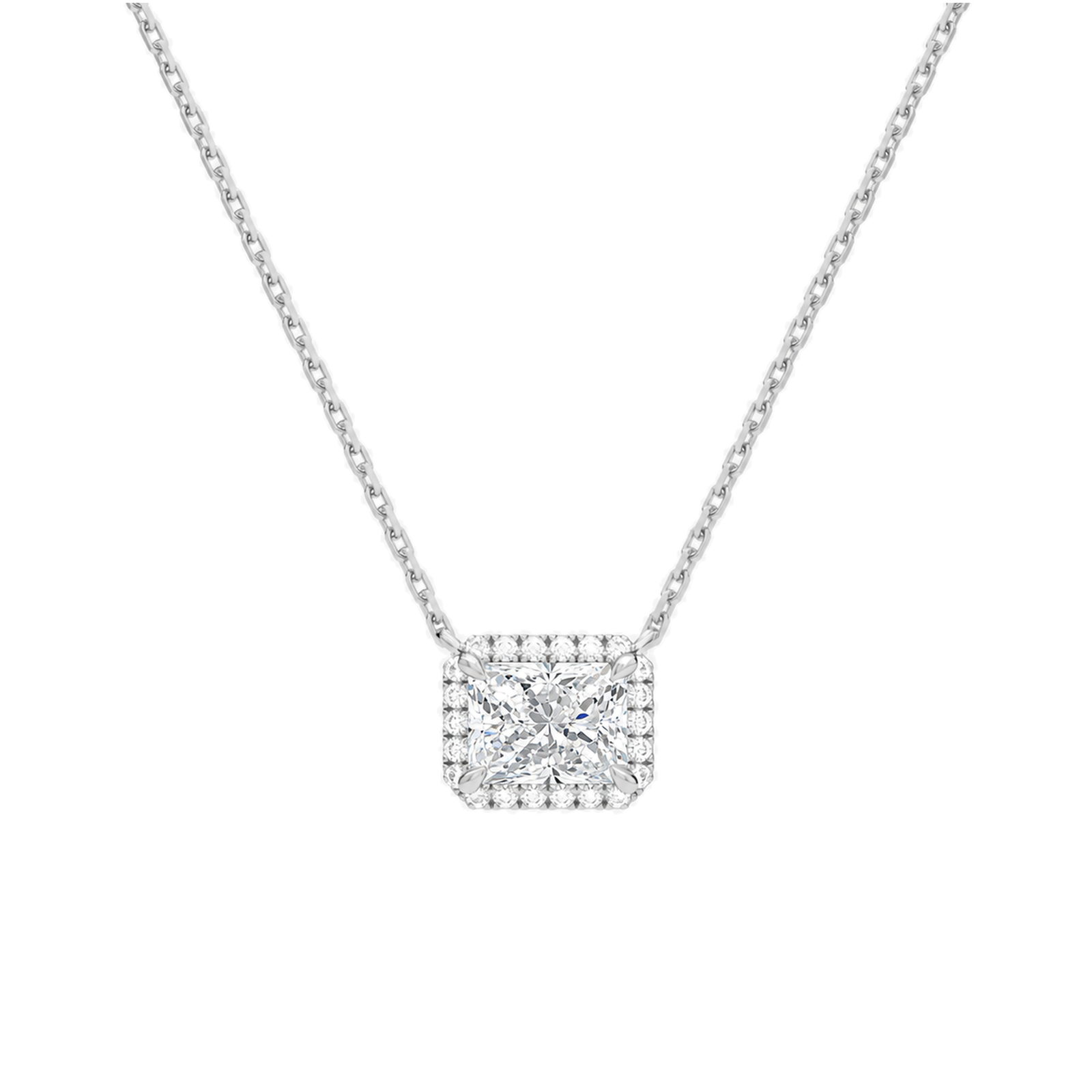 Jessa Halo Lab Grown Diamond Necklace in 14K White Gold
