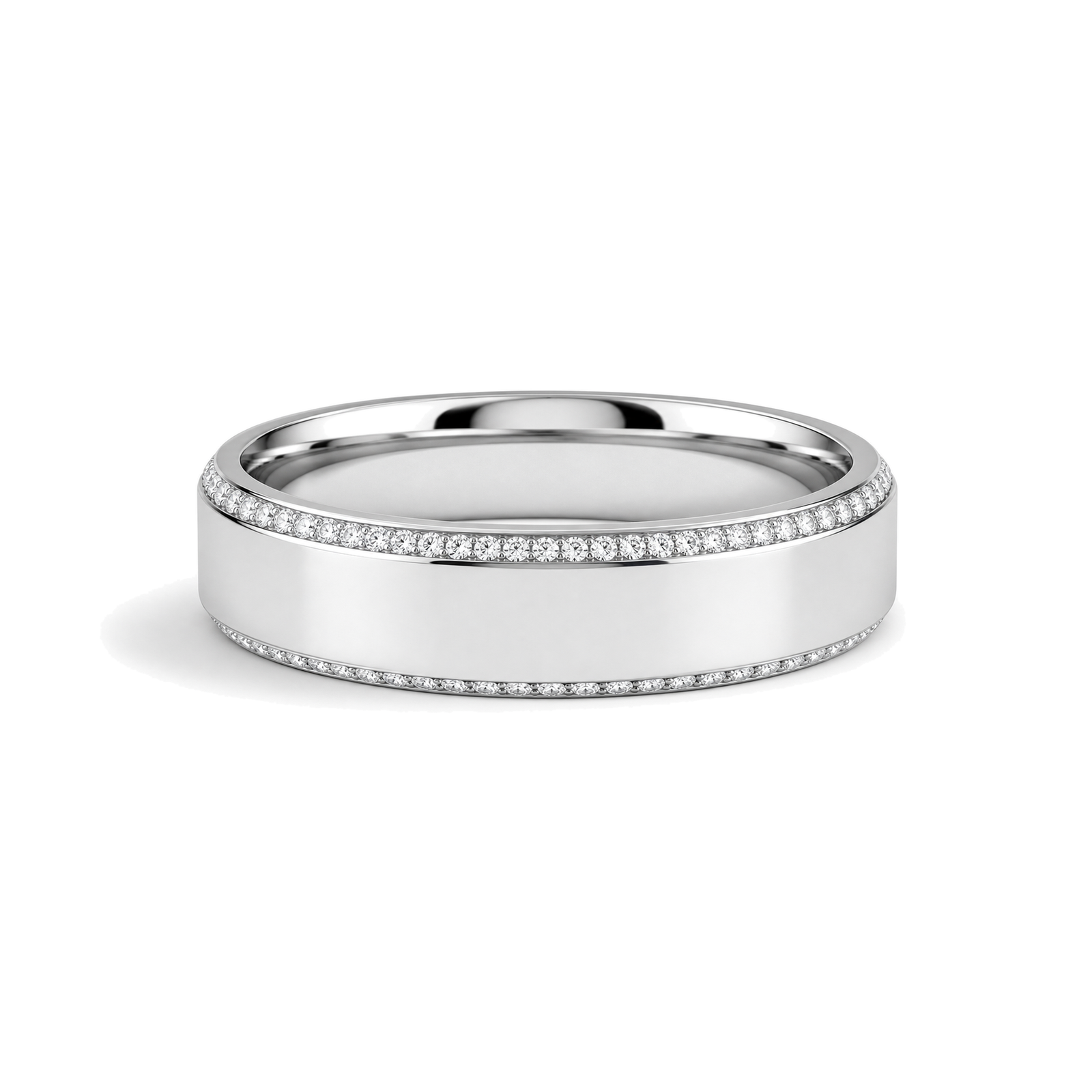 Tessa Beveled Edge Lab Grown Diamond Wedding Band in 14K White Gold