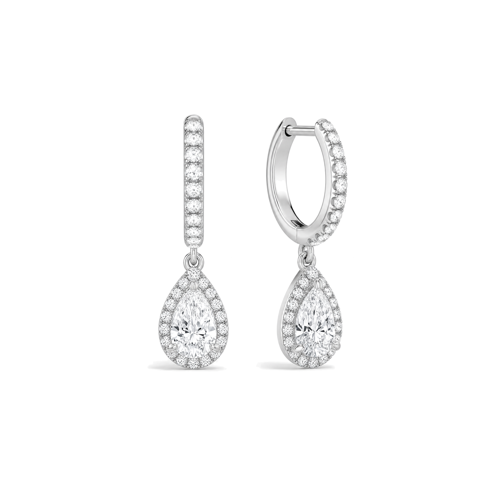 Bellamy Luxe Drop Huggie Hoop Lab Grown Diamond Hoop Earrings in 14K White Gold