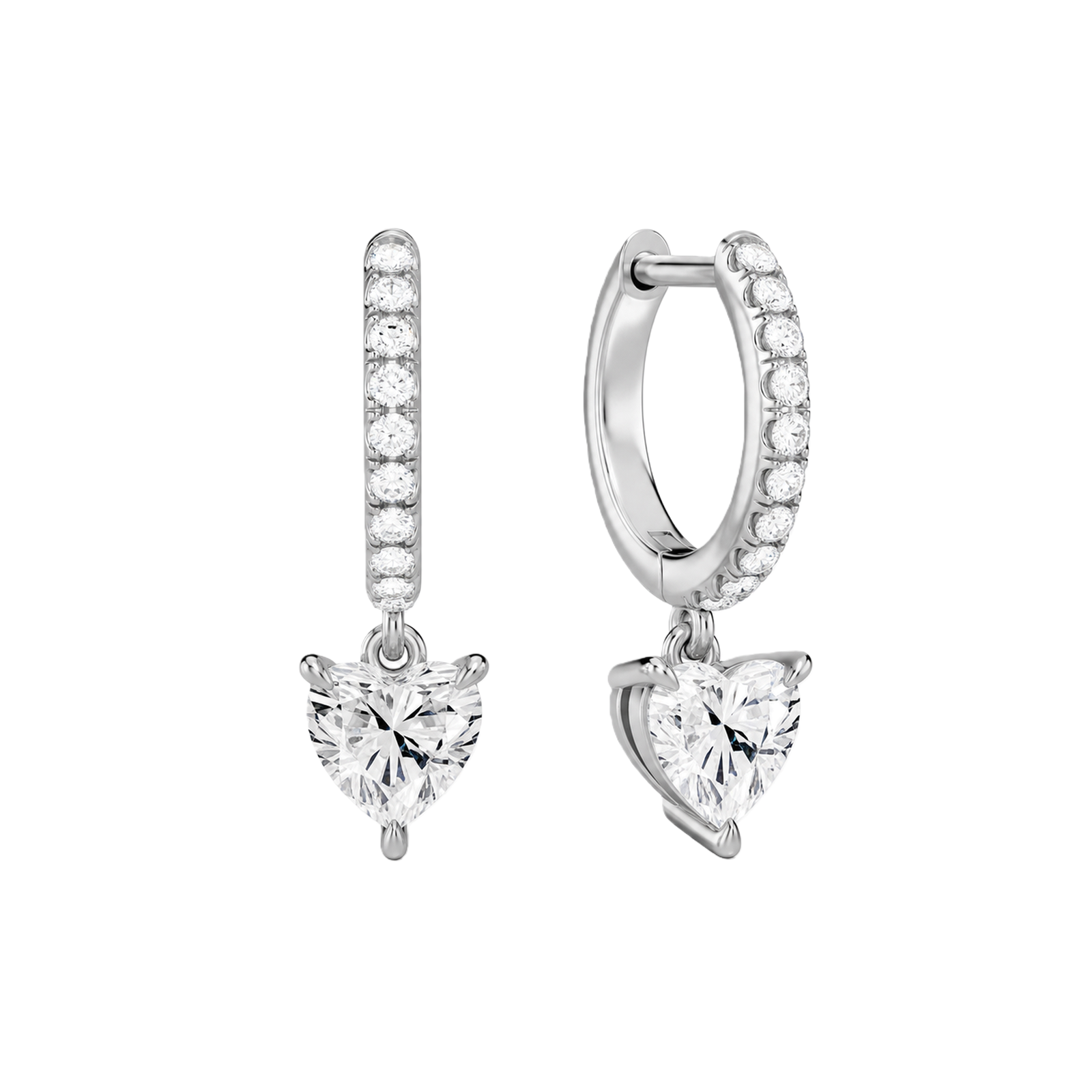 Fiorella Accented Drop Huggie Hoop Lab Grown Diamond Hoop Earrings in 14K White Gold