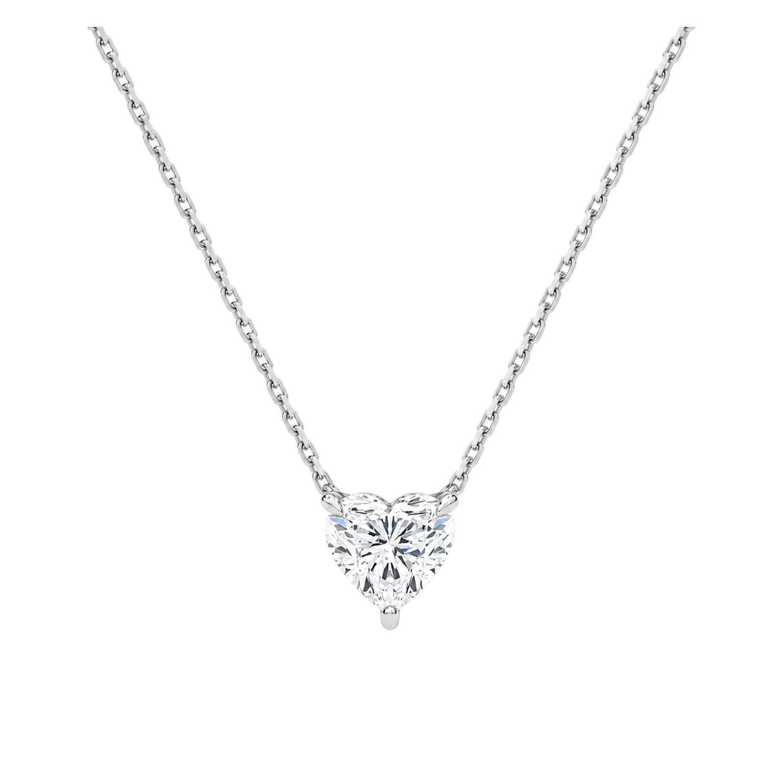 Solenne Solitaire Lab Grown Diamond Necklace in 18K White Gold