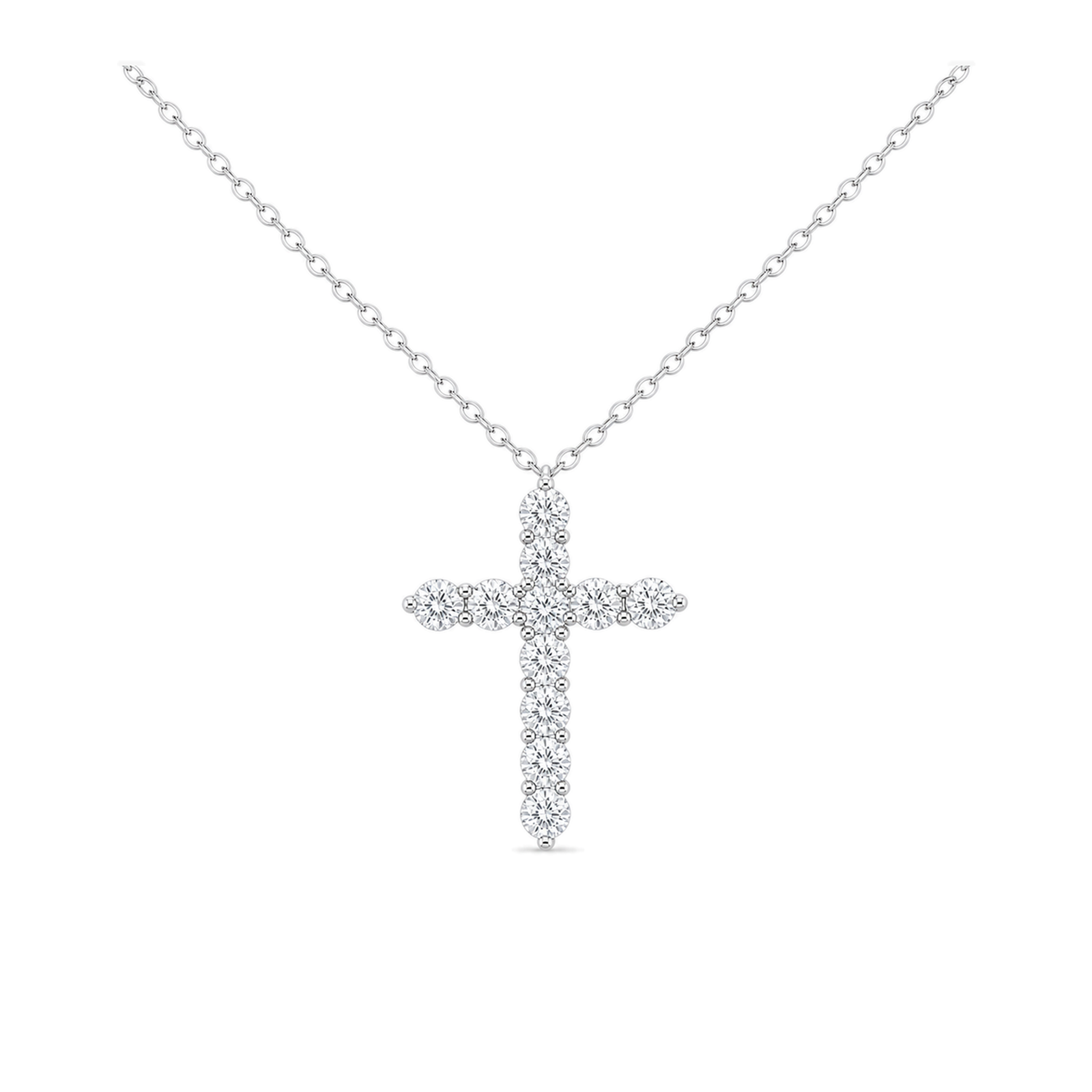 Nerissa Cross Lab Grown Diamond Pendant Necklace in Platinum