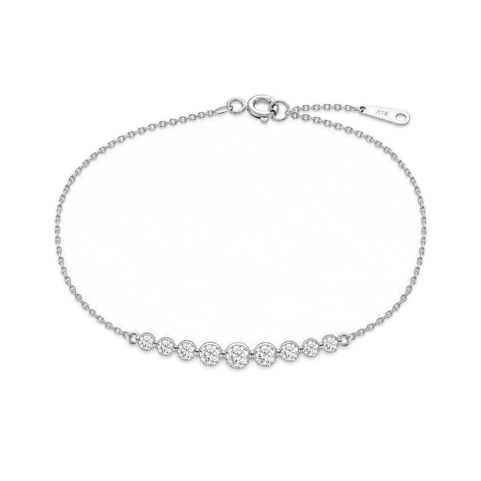 Aveline Brilliant Graduated Curve Lab Grown Diamond Bracelet in 18K White Gold