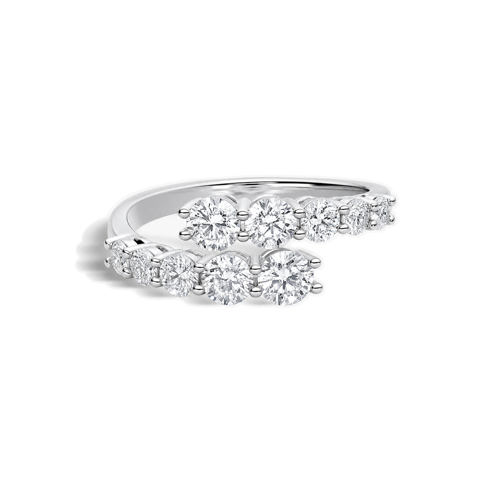 Elodie Graduated Bypass Lab Grown Diamond Ring in 18K White Gold