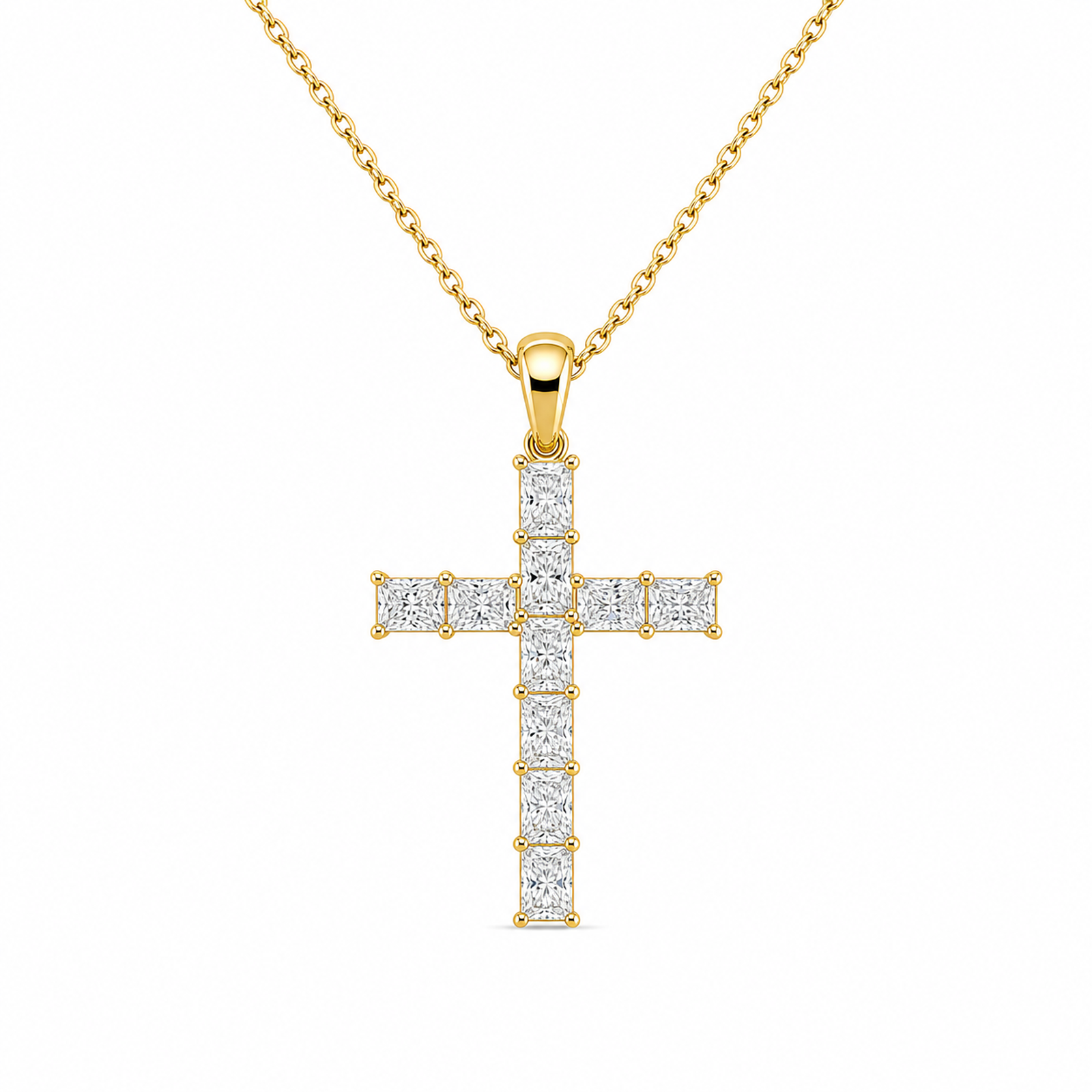 Ophira Mixed Cross Lab Grown Diamond Pendant Necklace in 18K Yellow Gold