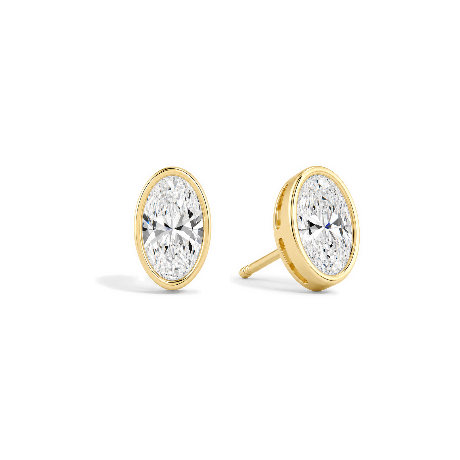 Jolie Bezel Solitaire Lab Grown Diamond Stud Earrings in 14K Yellow Gold