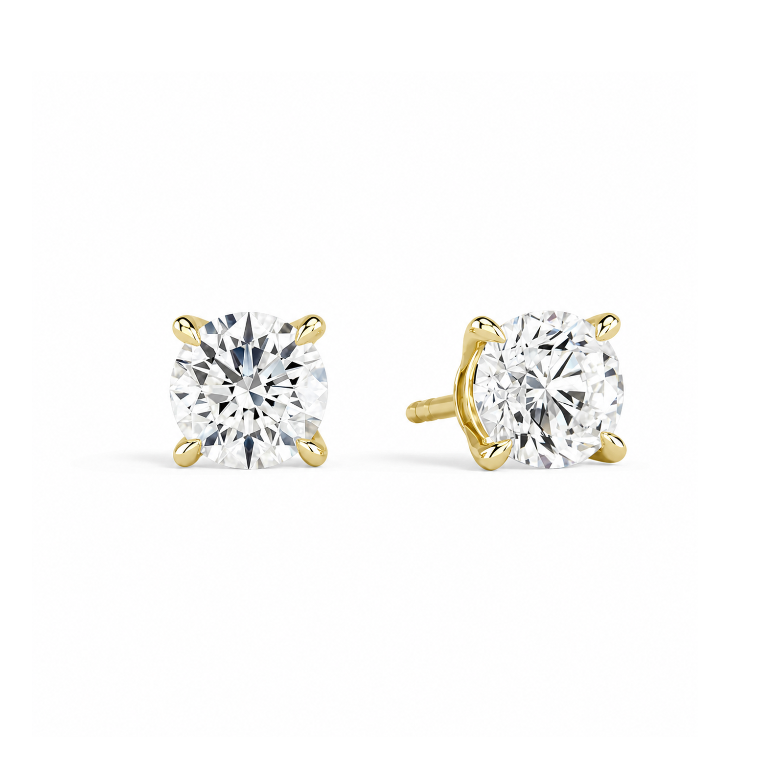 Eira Solitaire 4-Prong Lab Grown Diamond Stud Earrings in 18K Yellow Gold