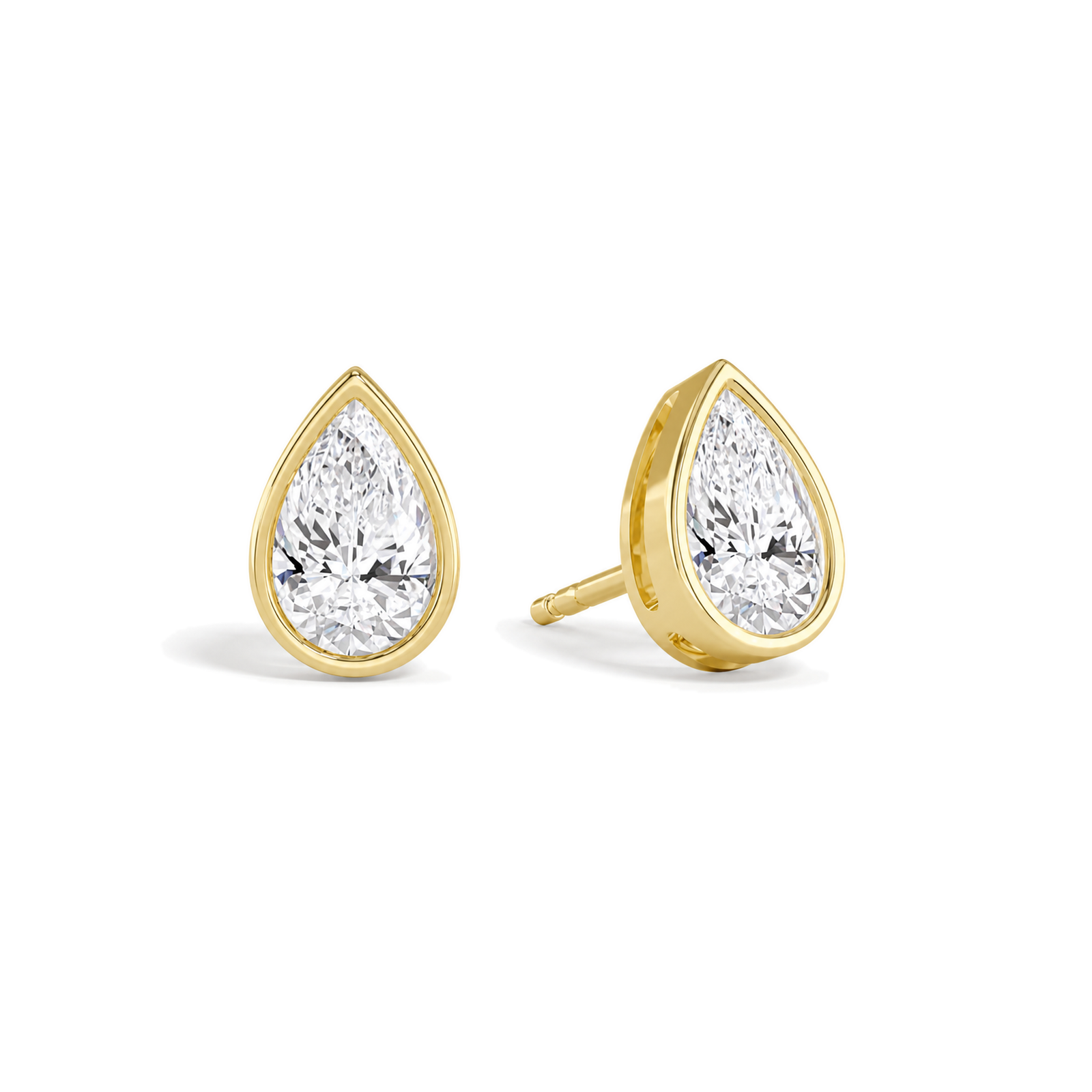 Jolie Bezel Solitaire Lab Grown Diamond Stud Earrings in 14K Yellow Gold