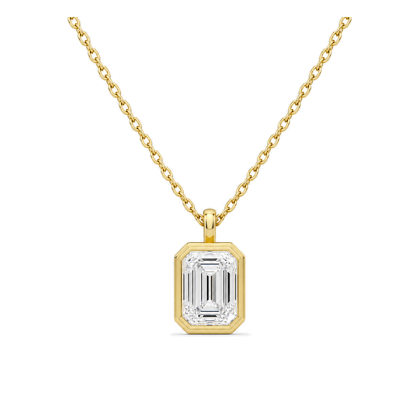 Stellaire Bezel Solitaire Lab Grown Diamond Pendant Necklace in 14K Yellow Gold