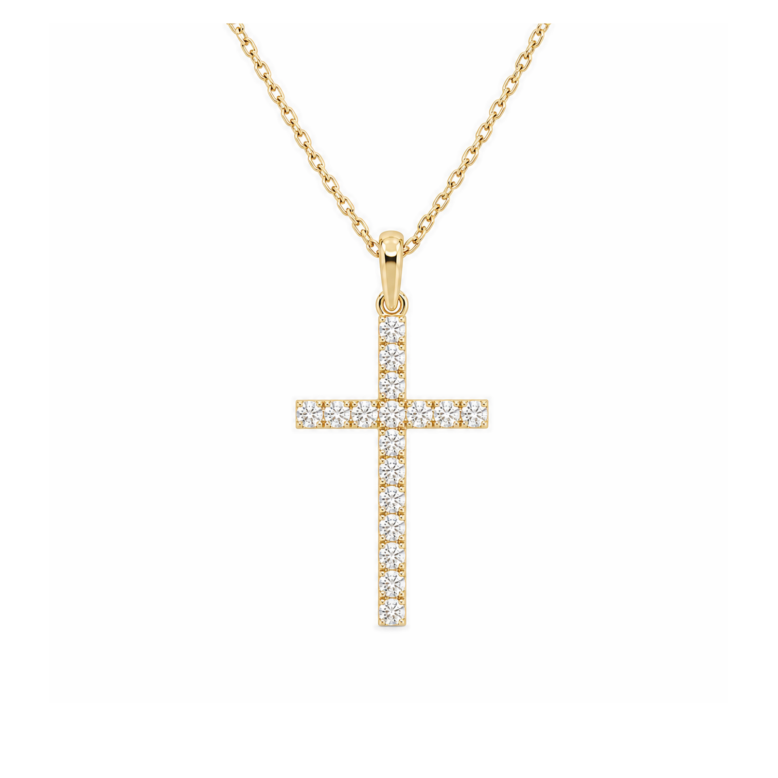 Hollis Classic Cross Lab Grown Diamond Pendant Necklace in 18K Yellow Gold