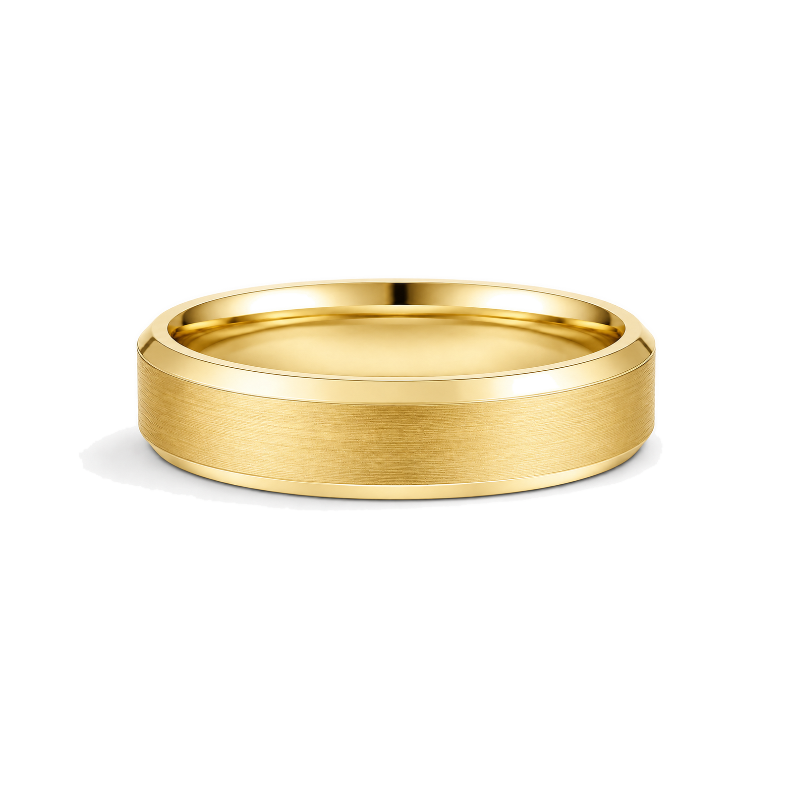 Orla Brushed Beveled Edge Lab Grown Diamond Wedding Band in 14K Yellow Gold