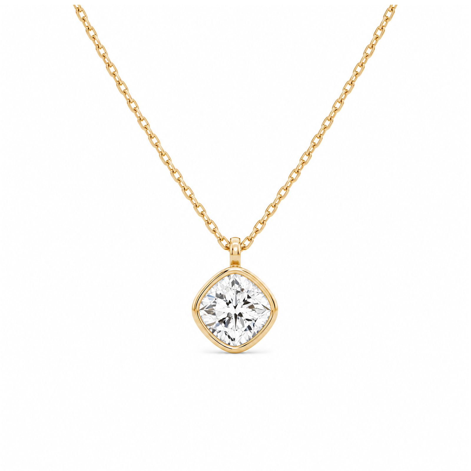 Stellaire Bezel Solitaire Lab Grown Diamond Pendant Necklace in 14K Yellow Gold