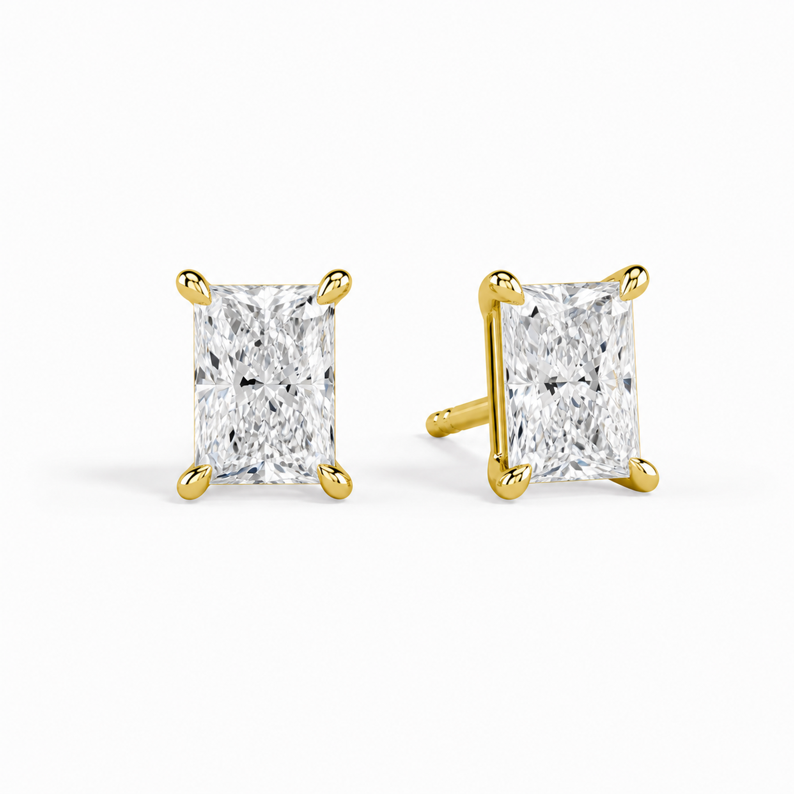 Eira Solitaire 4-Prong Lab Grown Diamond Stud Earrings in 14K Yellow Gold