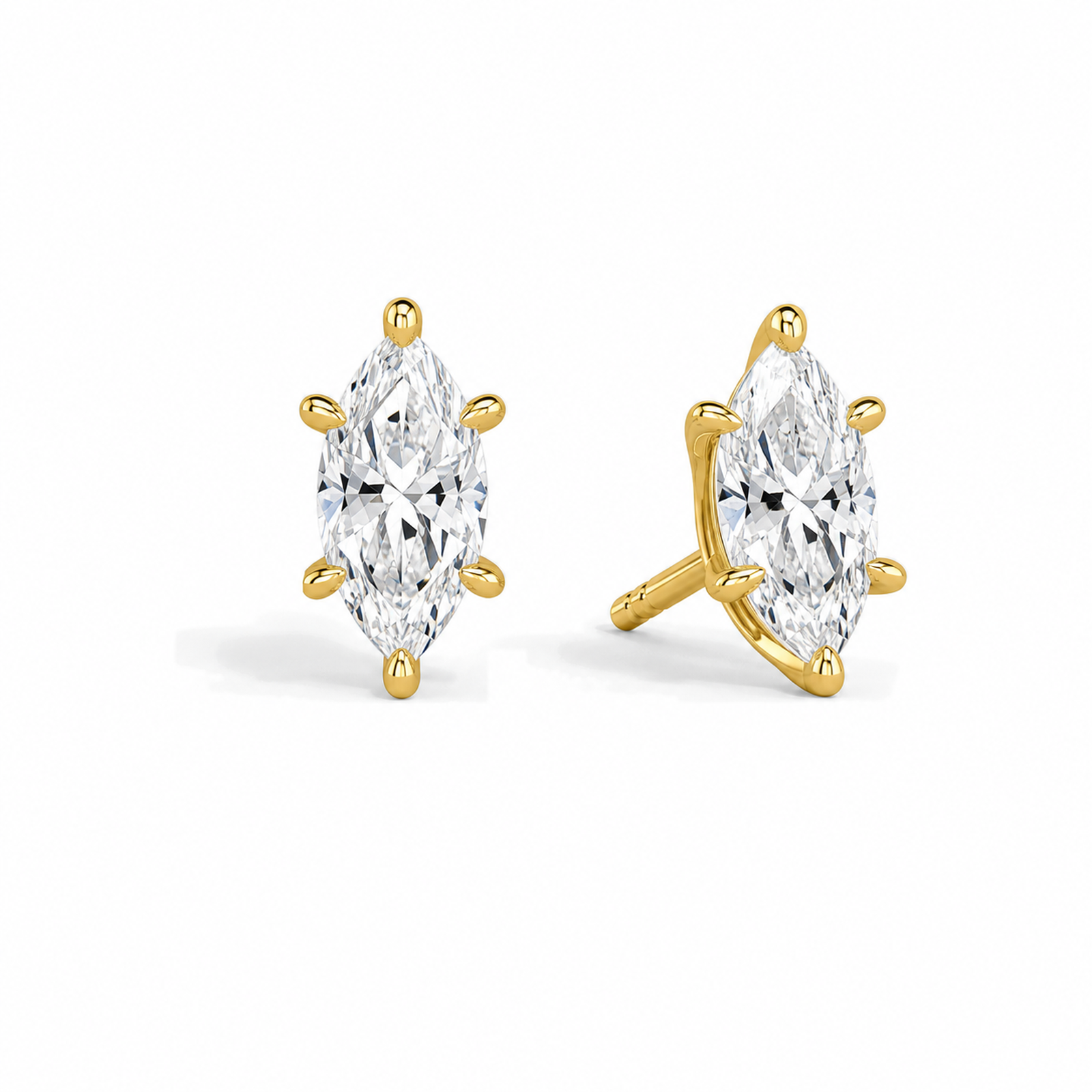 Eira Solitaire 4-Prong Lab Grown Diamond Stud Earrings in 18K Yellow Gold