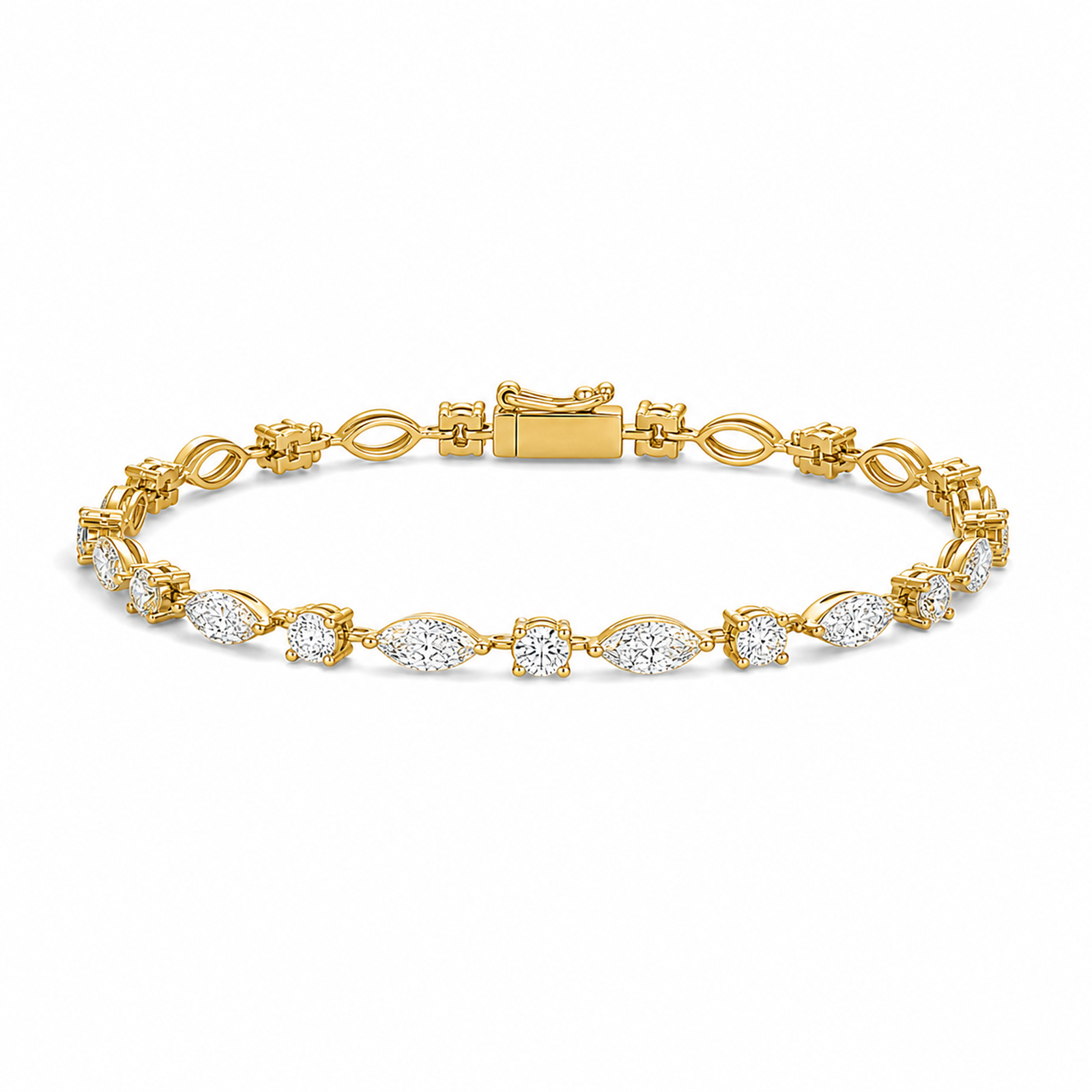 Aurelia Multi Shape Lab Grown Diamond Tennis Bracelet in 18K Yellow Gold