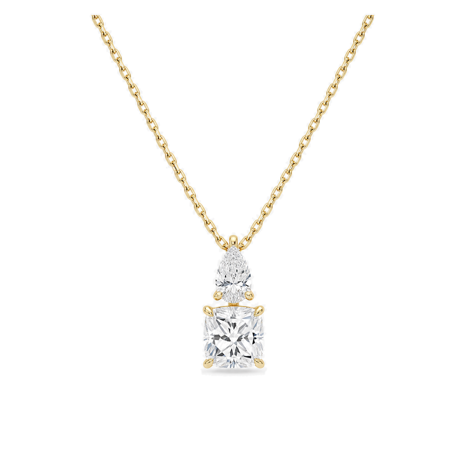 Valora Duo Drop Lab Grown Diamond Necklace in 14K Yellow Gold
