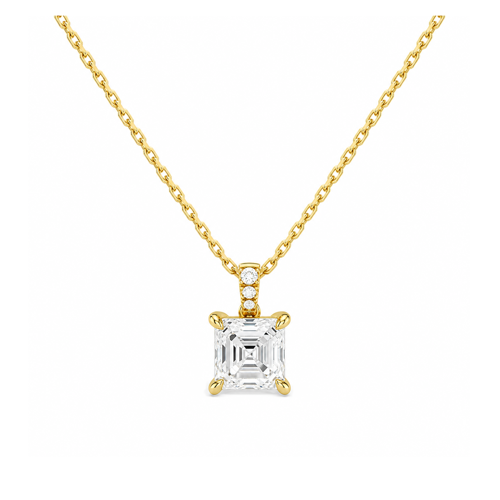 Maeva Accented Bail Lab Grown Diamond Pendant Necklace in 14K Yellow Gold