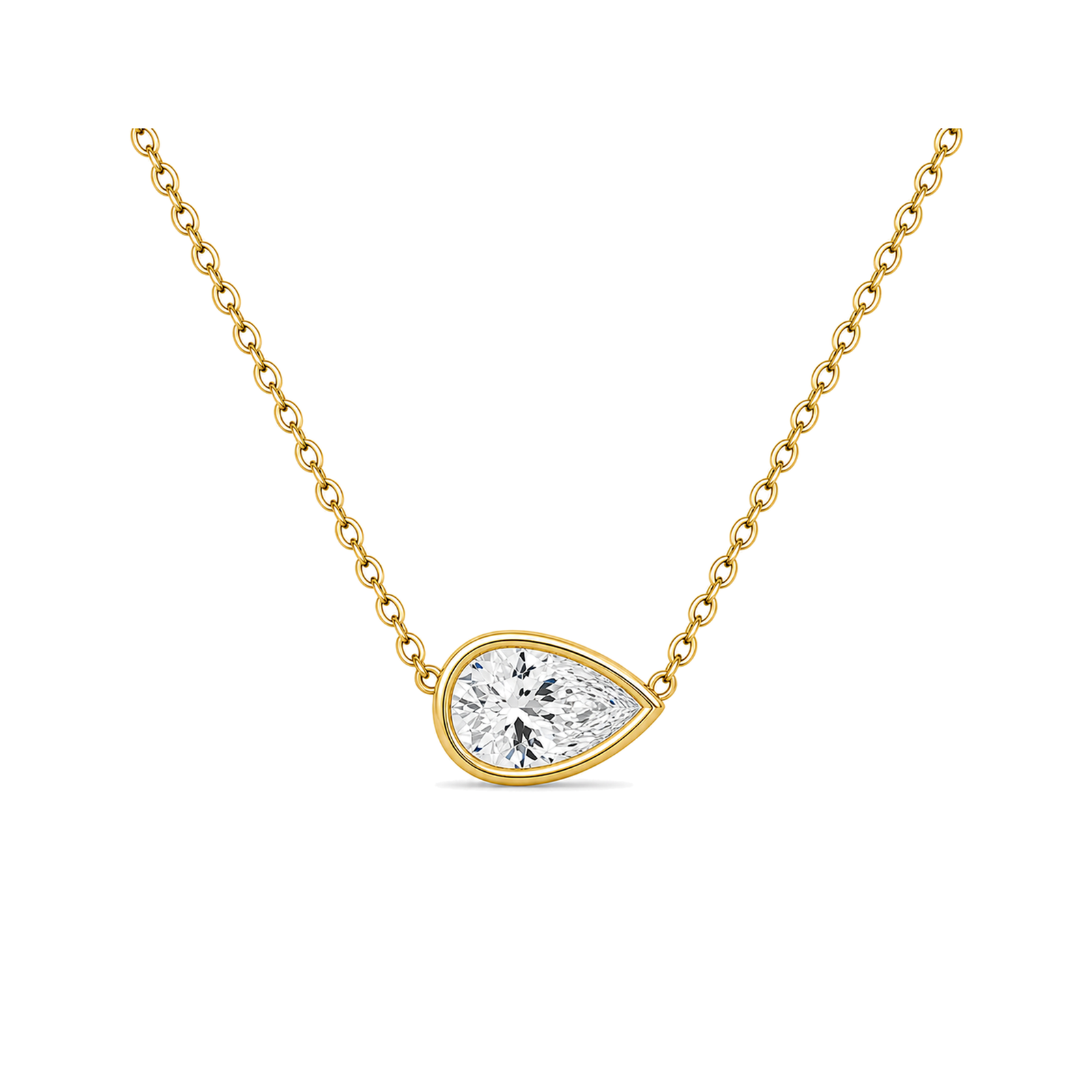 Sienna Bezel Solitaire Lab Grown Diamond Necklace in 14K Yellow Gold