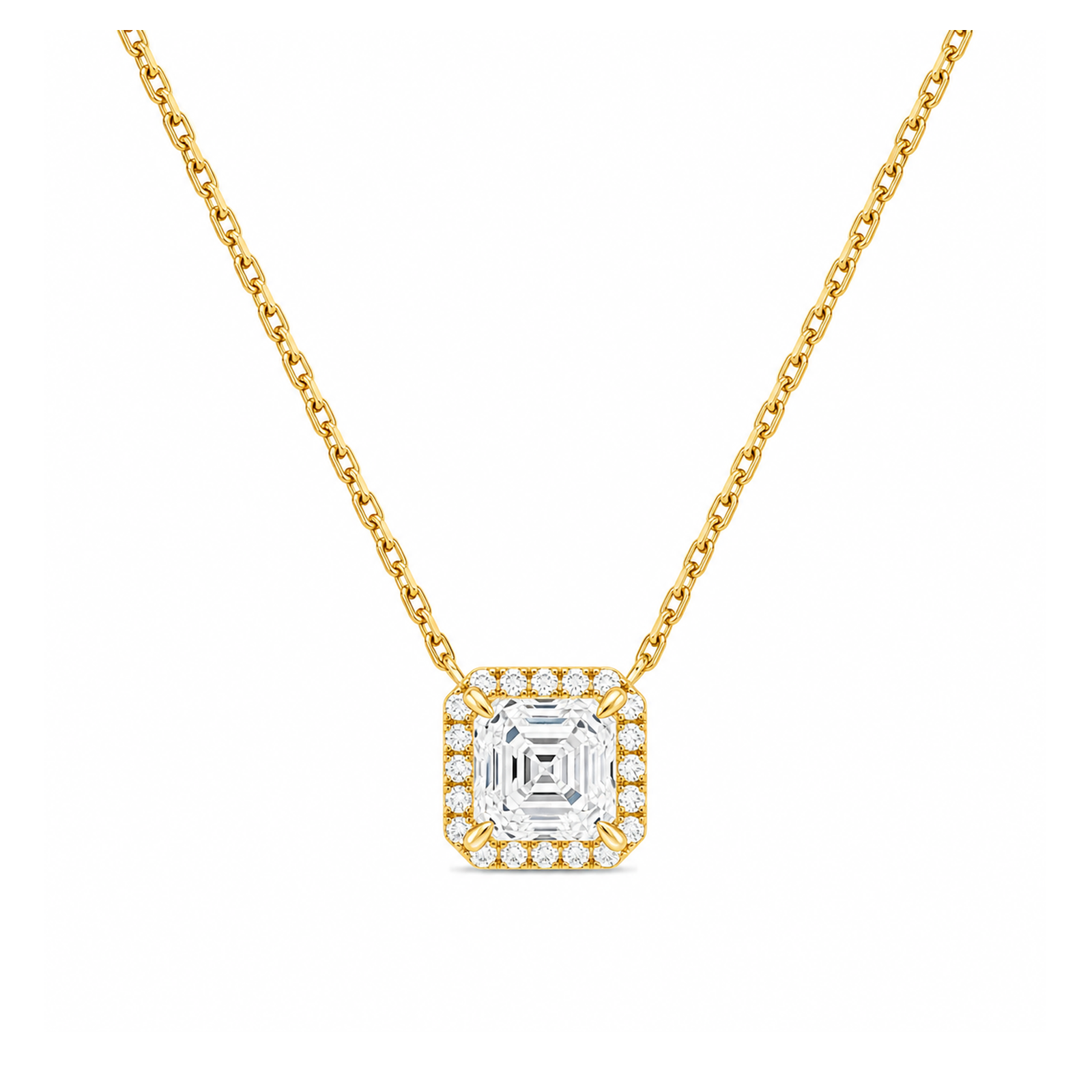 Jessa Halo Lab Grown Diamond Necklace in 18K Yellow Gold