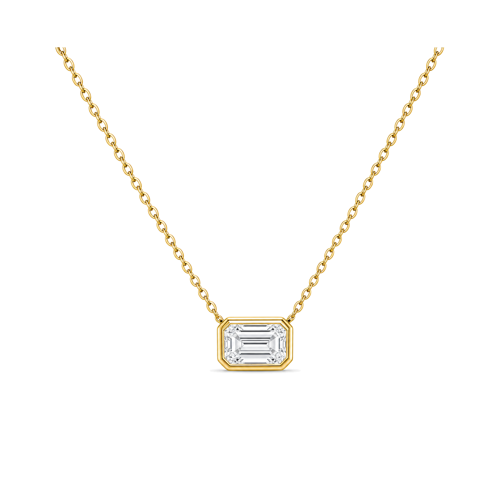 Sienna Bezel Solitaire Lab Grown Diamond Necklace in 14K Yellow Gold