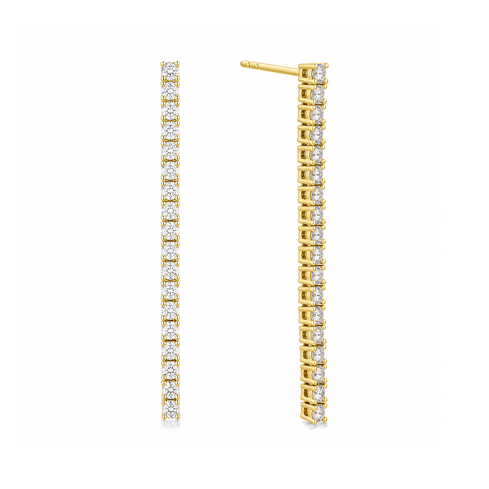 Dulcie Line Drop Tennis Lab Grown Diamond Drop Earrings in 14K Yellow Gold