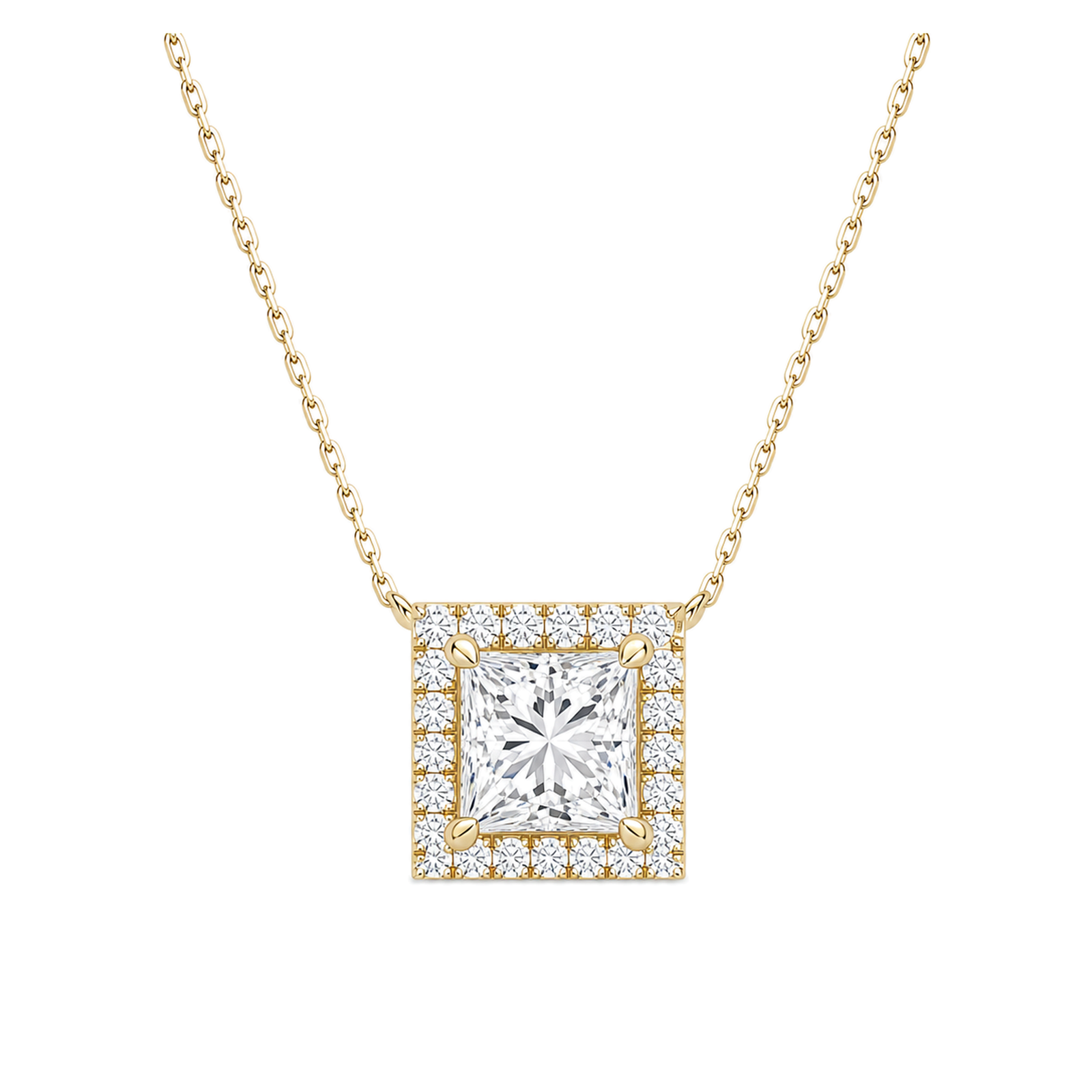 Jessa Halo Lab Grown Diamond Necklace in 18K Yellow Gold