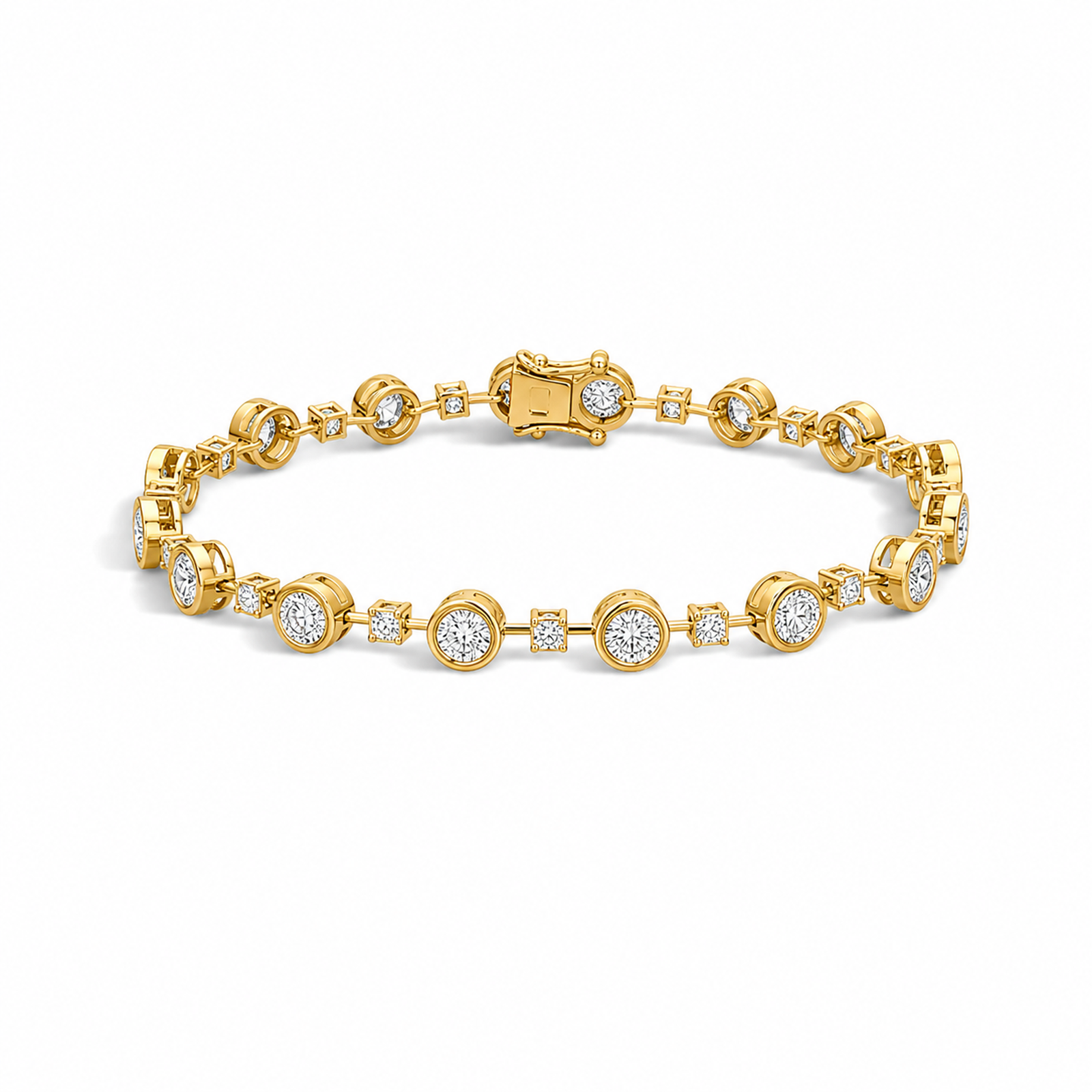 Delphine Alternating Multi-Shape Lab Grown Diamond Tennis Bracelet in 14K Yellow Gold