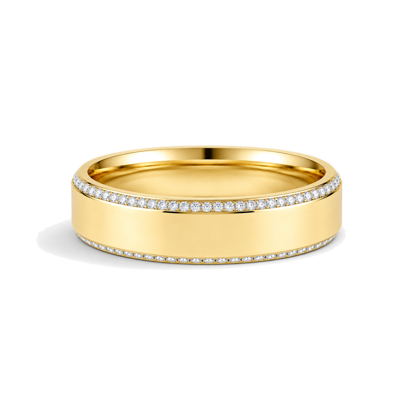 Tessa Beveled Edge Lab Grown Diamond Wedding Band in 18K Yellow Gold