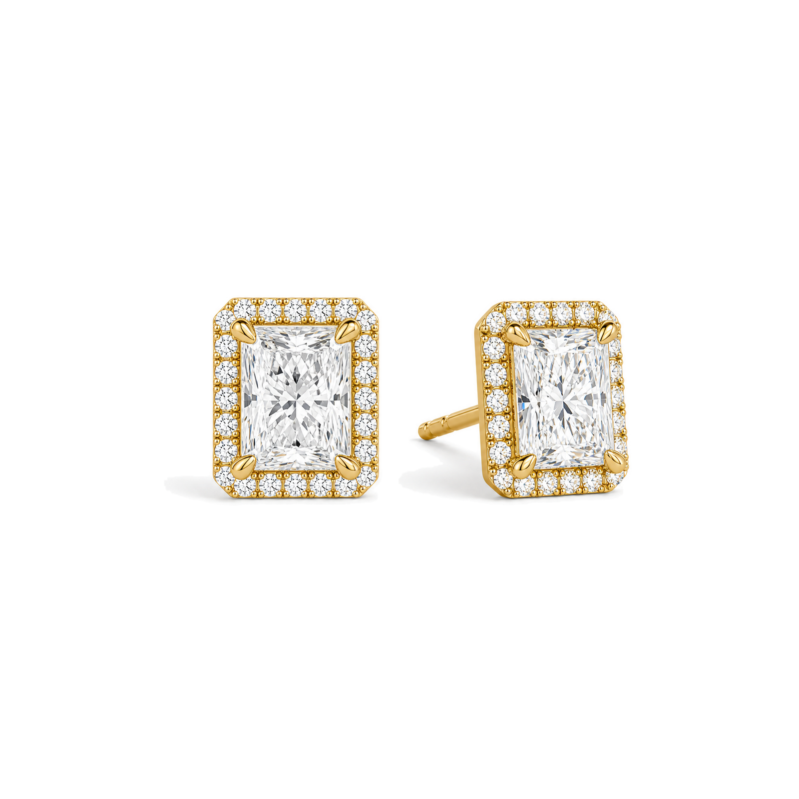 Seren Halo Lab Grown Diamond Stud Earrings in 14K Yellow Gold