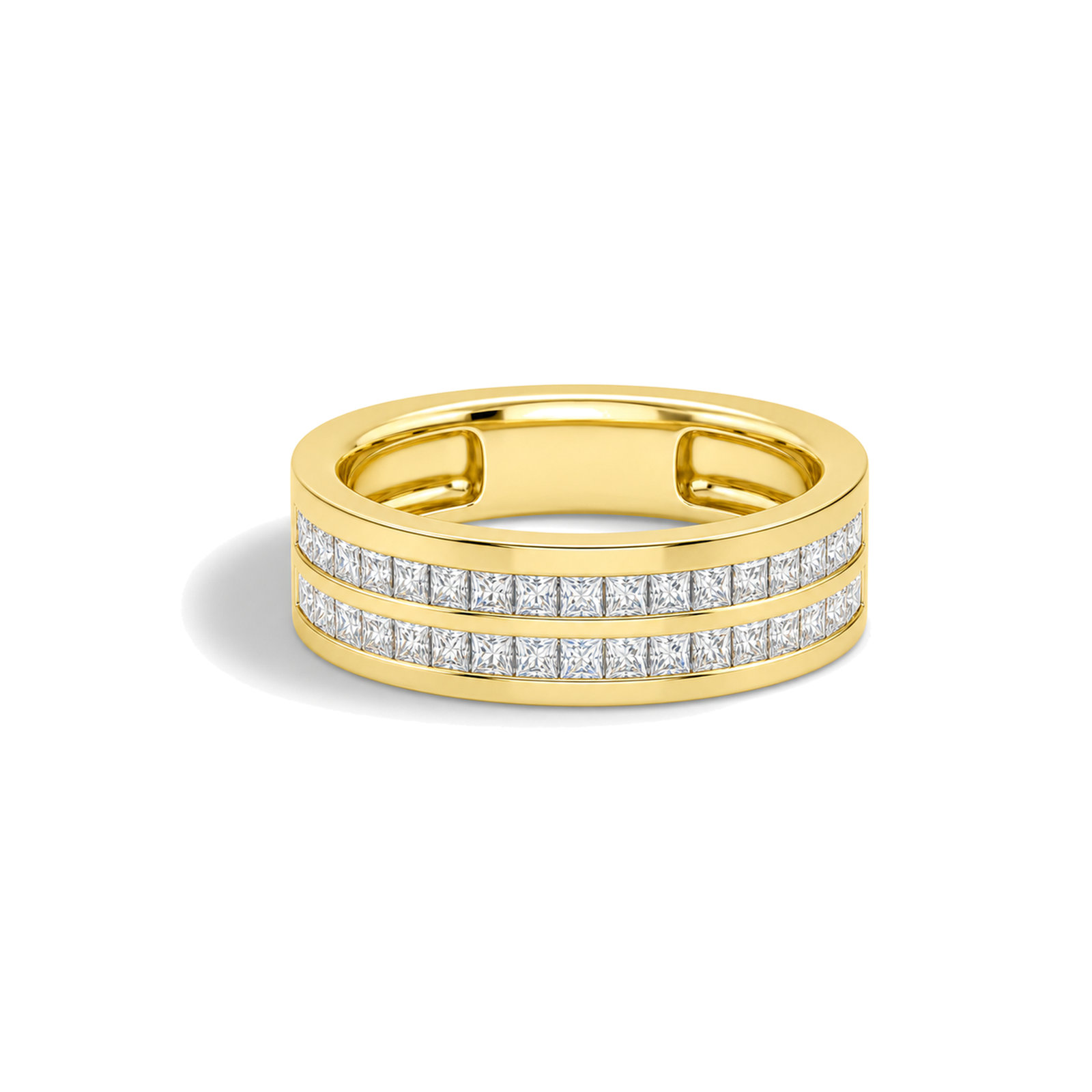 Eloise Two Row Channel Cut Lab Grown Diamond Wedding Band in 14K Yellow Gold