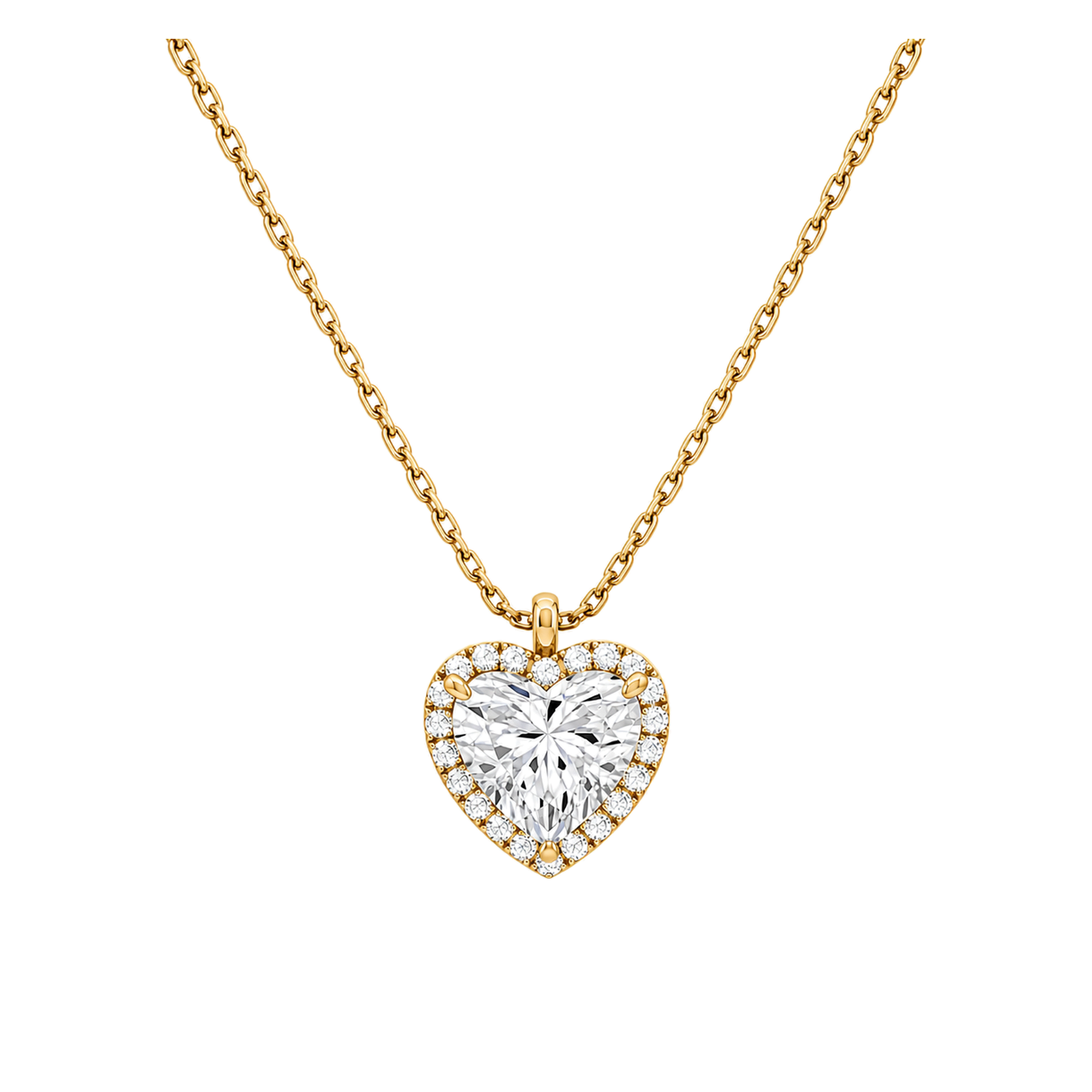 Malia Halo Lab Grown Diamond Pendant Necklace in 14K Yellow Gold