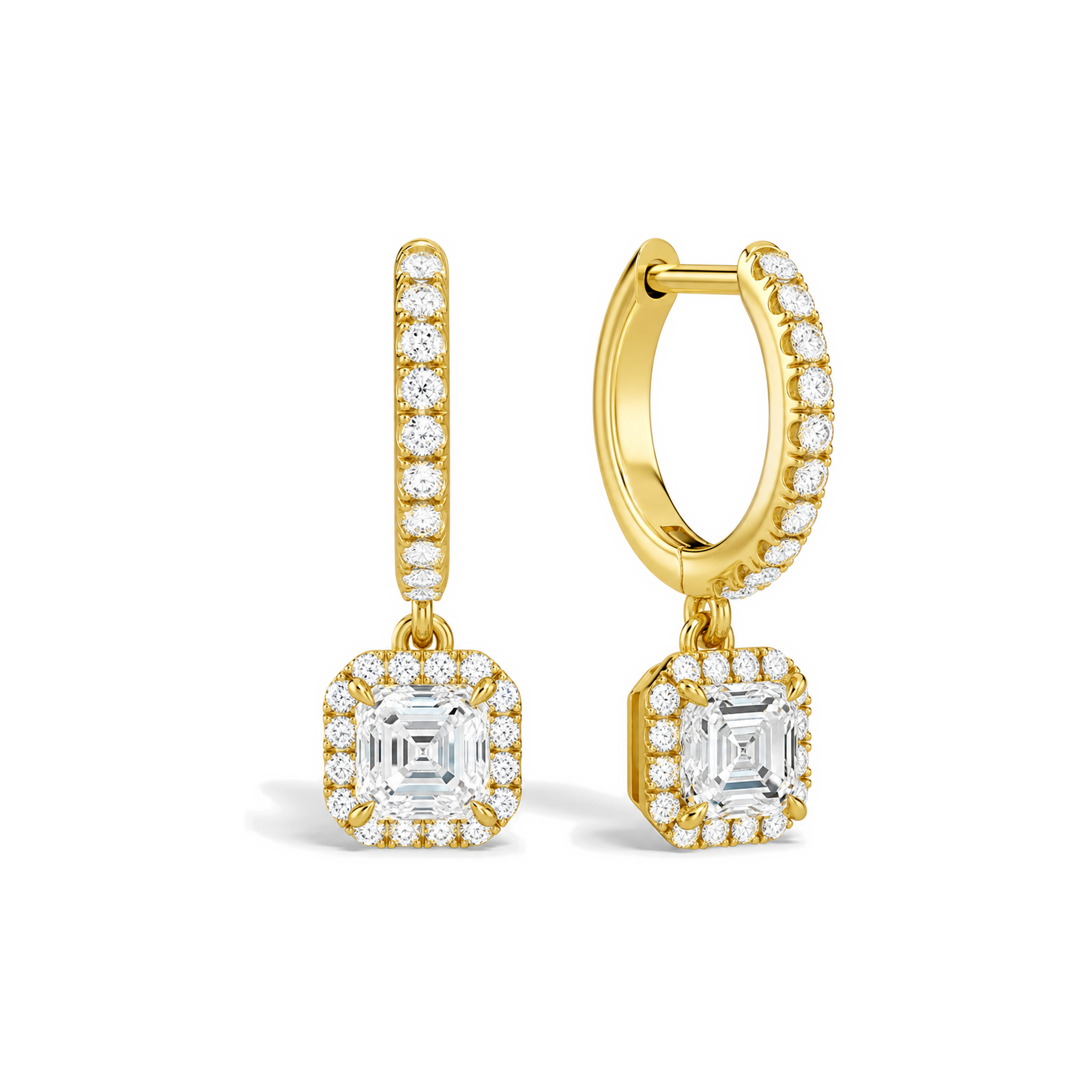 Bellamy Luxe Drop Huggie Hoop Lab Grown Diamond Hoop Earrings in 14K Yellow Gold