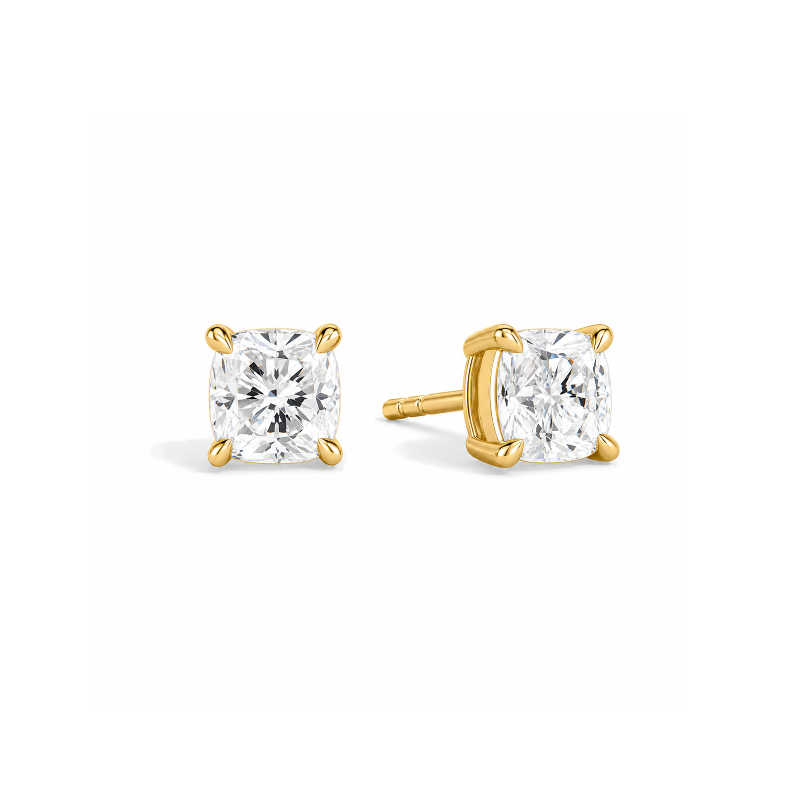 Eira Solitaire 4-Prong Lab Grown Diamond Stud Earrings in 14K Yellow Gold