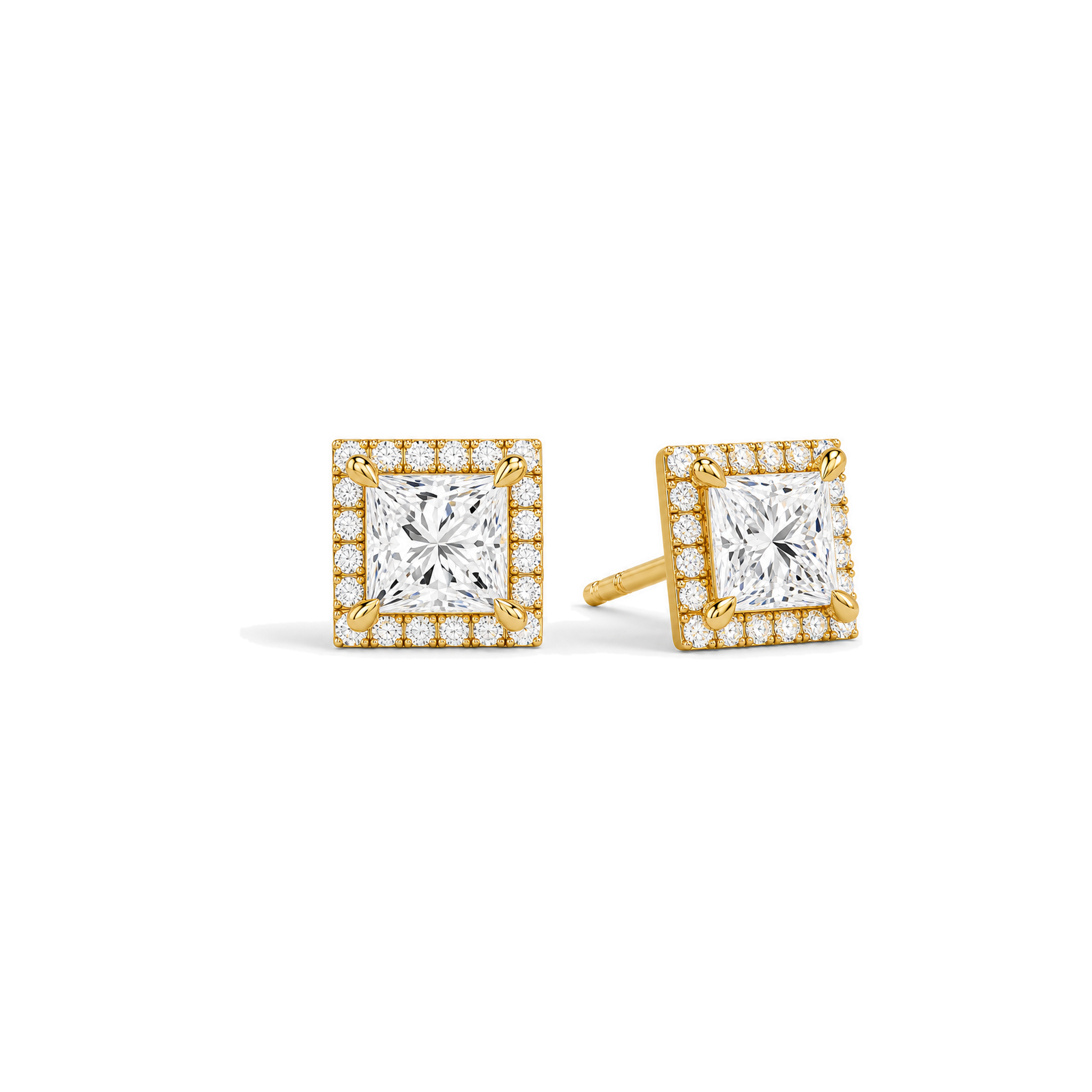 Seren Halo Lab Grown Diamond Stud Earrings in 14K Yellow Gold