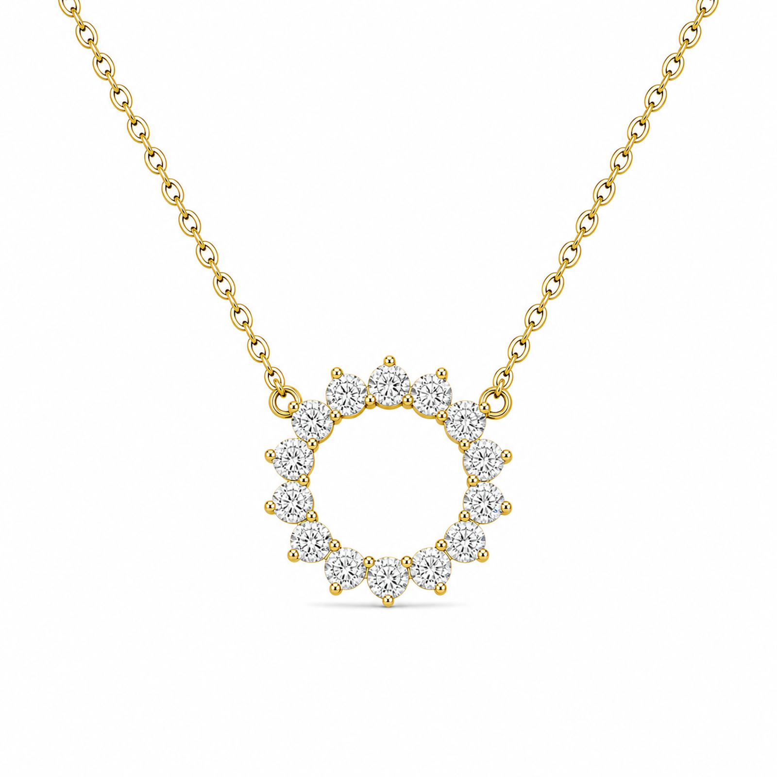 Celina Eclipse Open Circle Lab Grown Diamond Necklace in 18K Yellow Gold